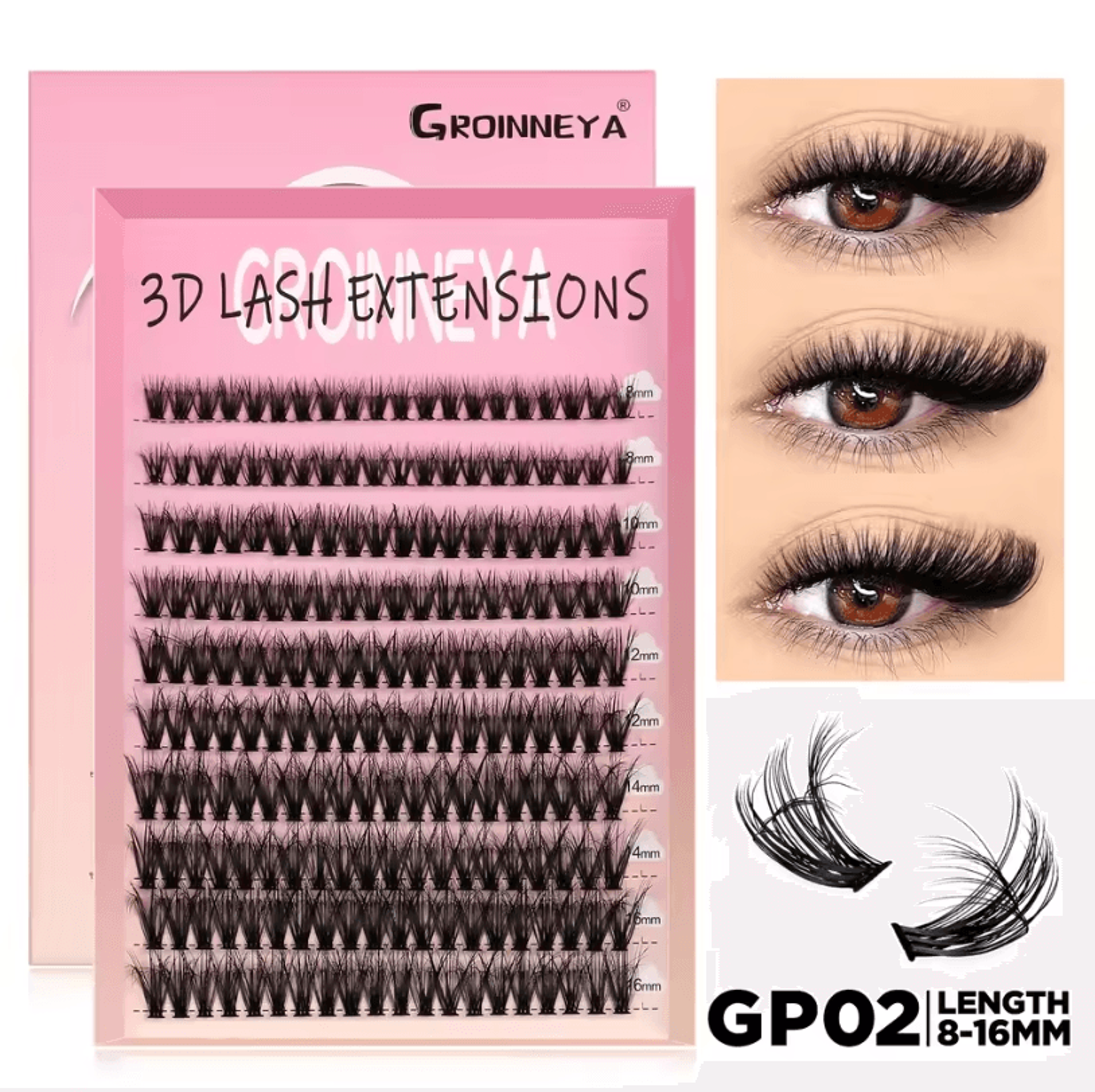 Cluster Lash Extensions Set  Mixed Tray Of Fluffy Volume Individual Lashes For DIY Cat Eye Look 12