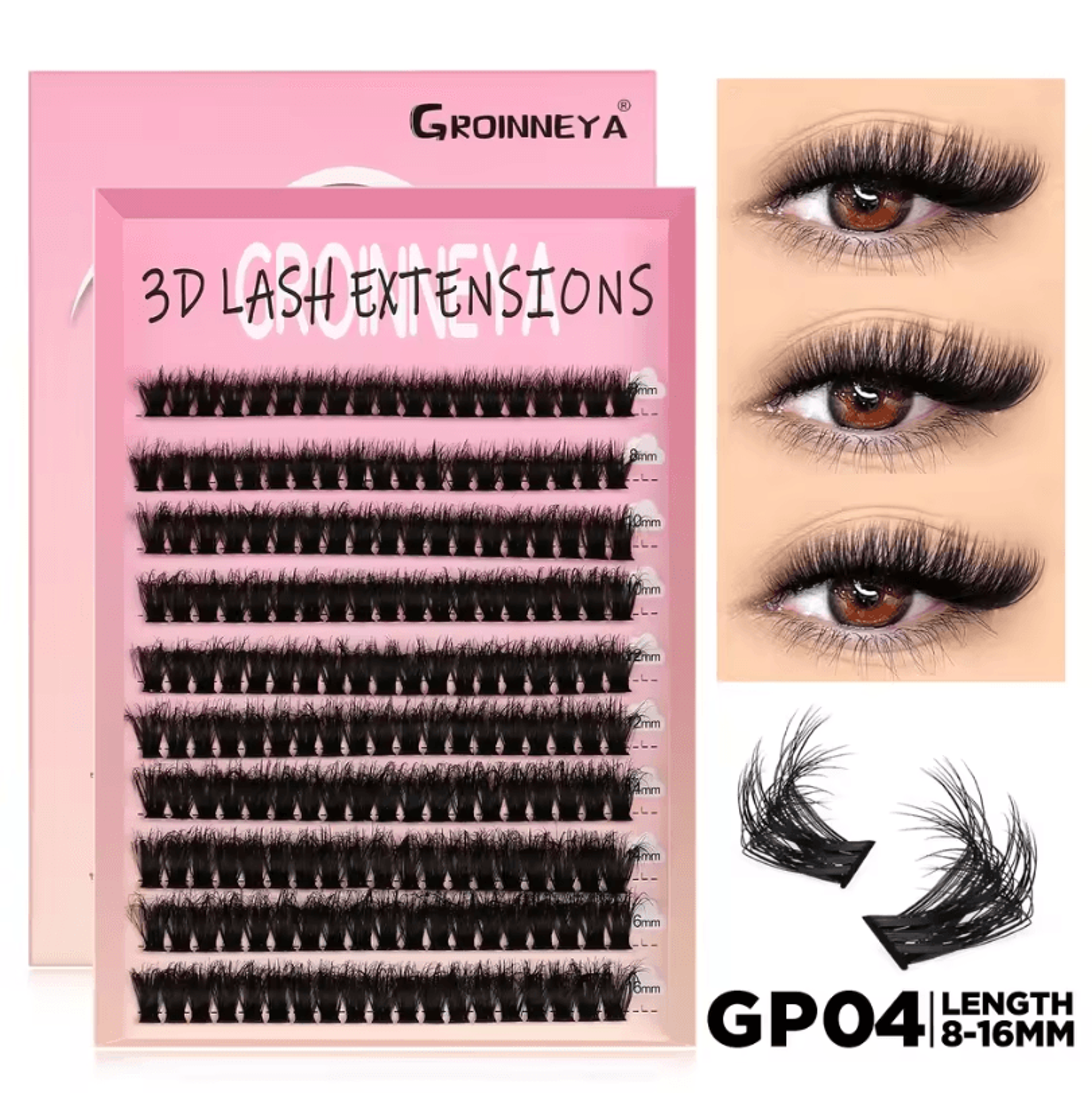 Cluster Lash Extensions Set  Mixed Tray Of Fluffy Volume Individual Lashes For DIY Cat Eye Look 14