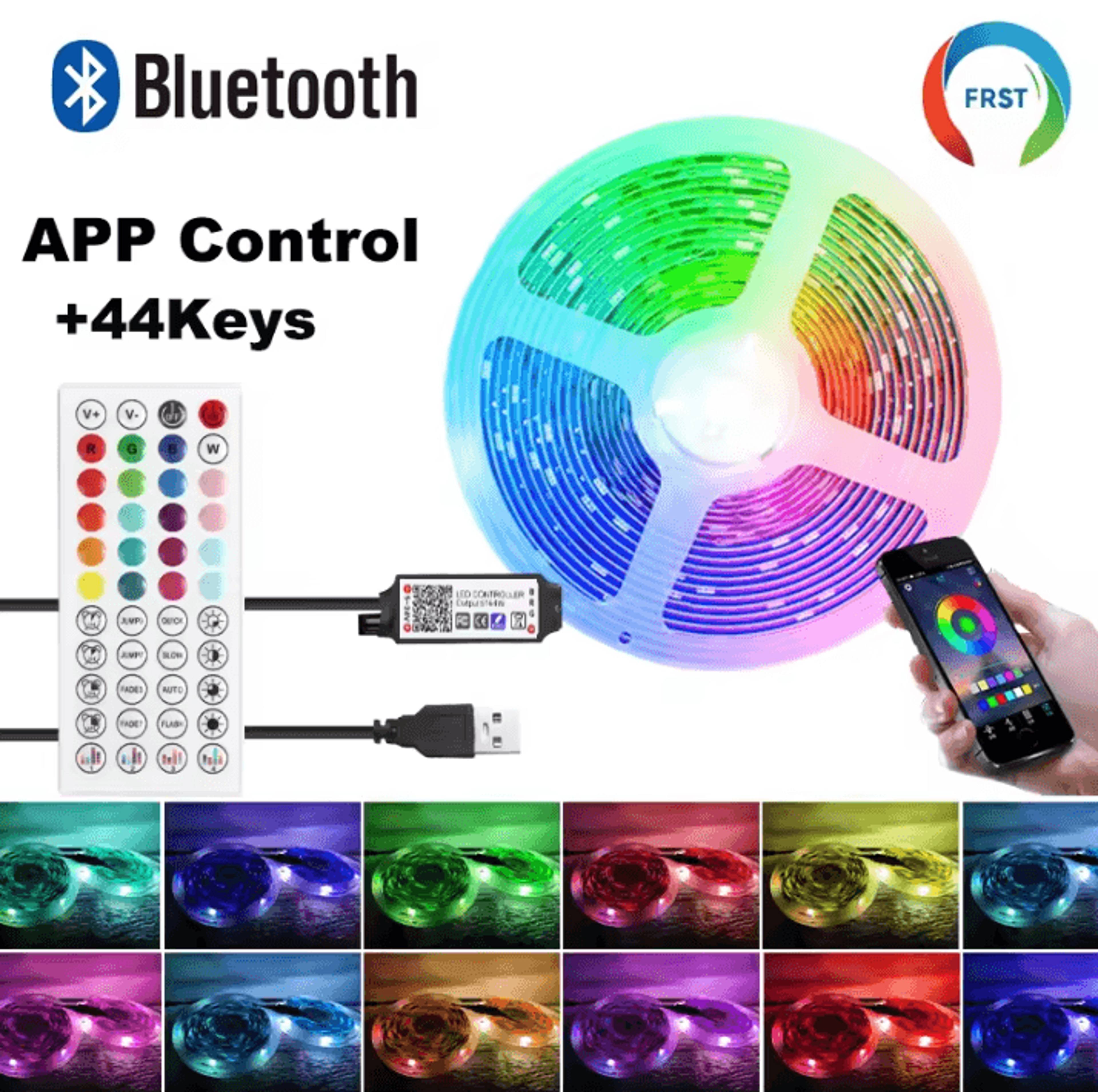 Bluetooth RGB LED Strip Lights 5050 LED Tape For Room TV PC Backlight  10m 15m 20m 30m Options 8