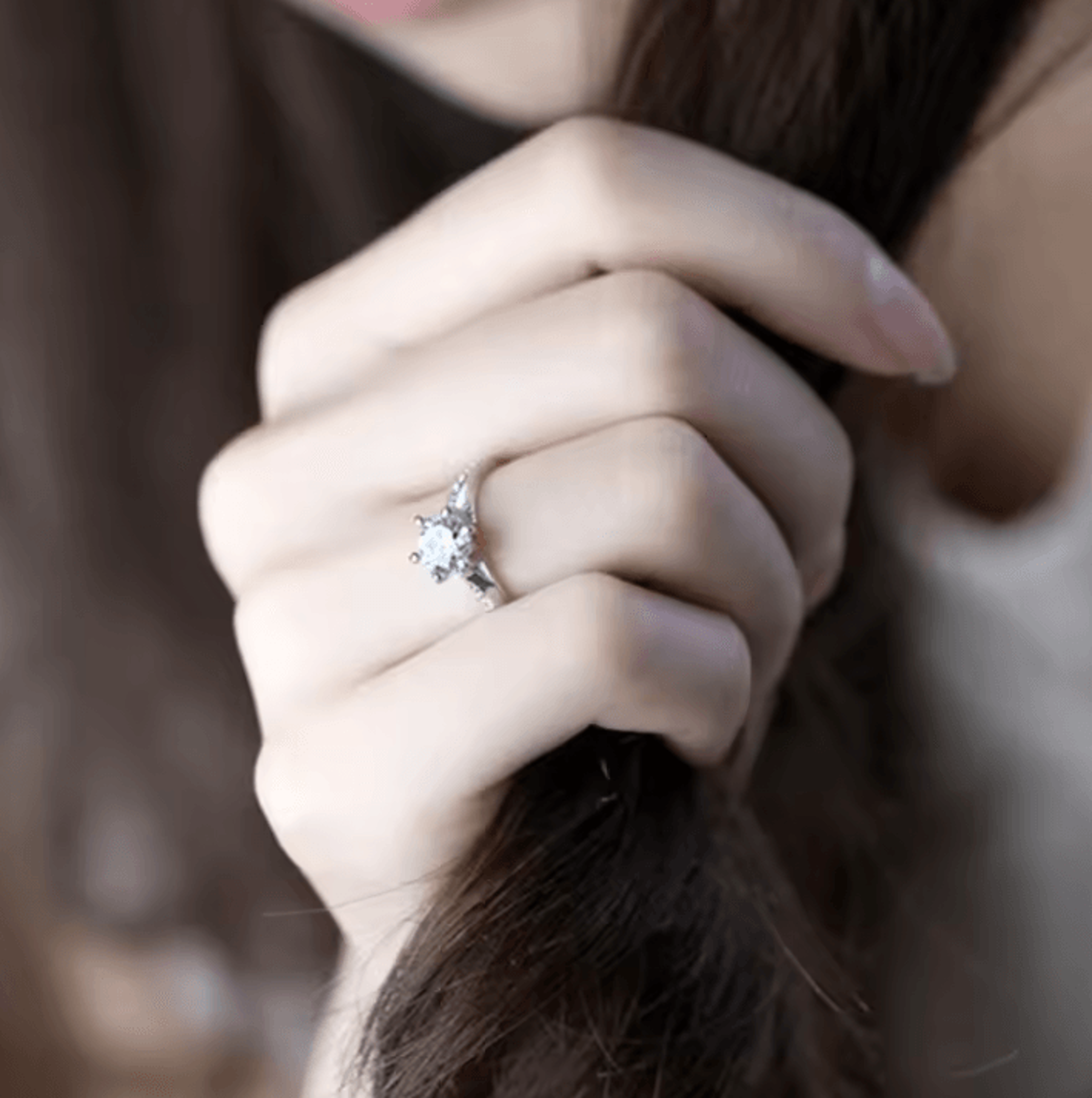 Luxury 925 Sterling Silver Ring Classic SixClaw Diamond Imitation Jewelry Ring For Women 4