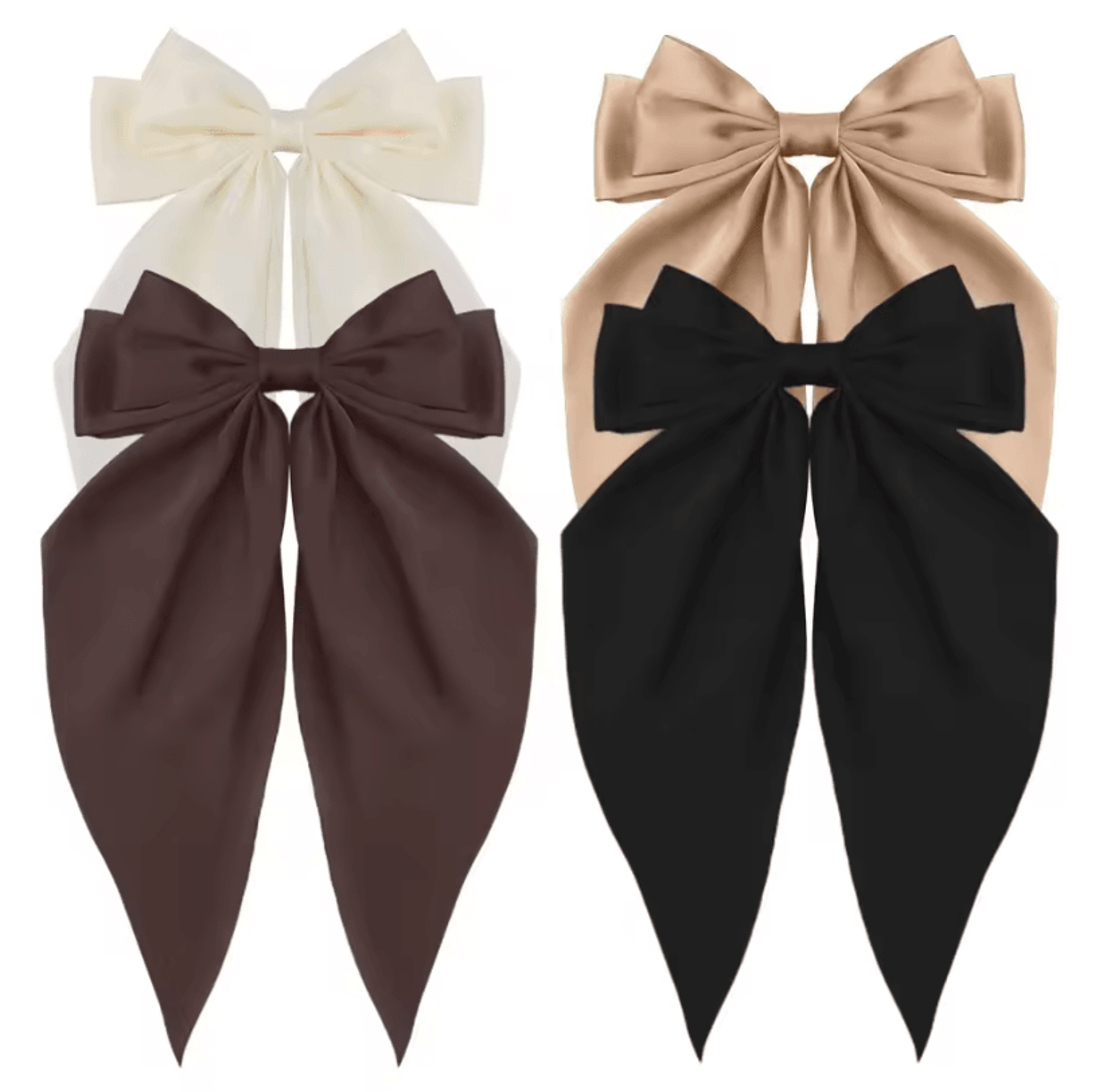 Korean Hair Clips Big Bowknot Solid Satin Long Ribbon Hair Clips For Women And Girls 28