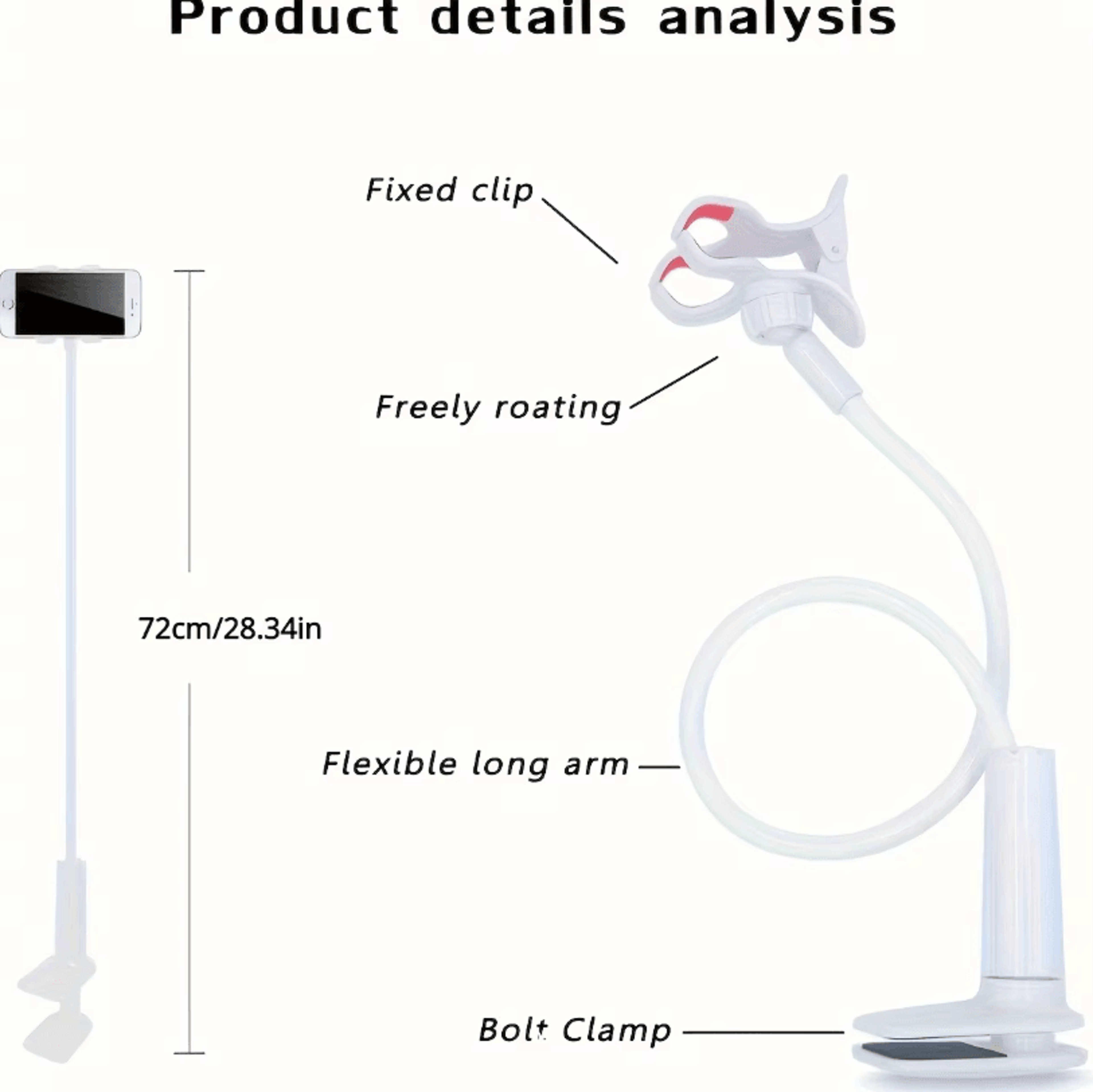 Flexible Gooseneck Phone Holder Lazy Bedside Desktop Clamp Mount For Mobile Phones 4