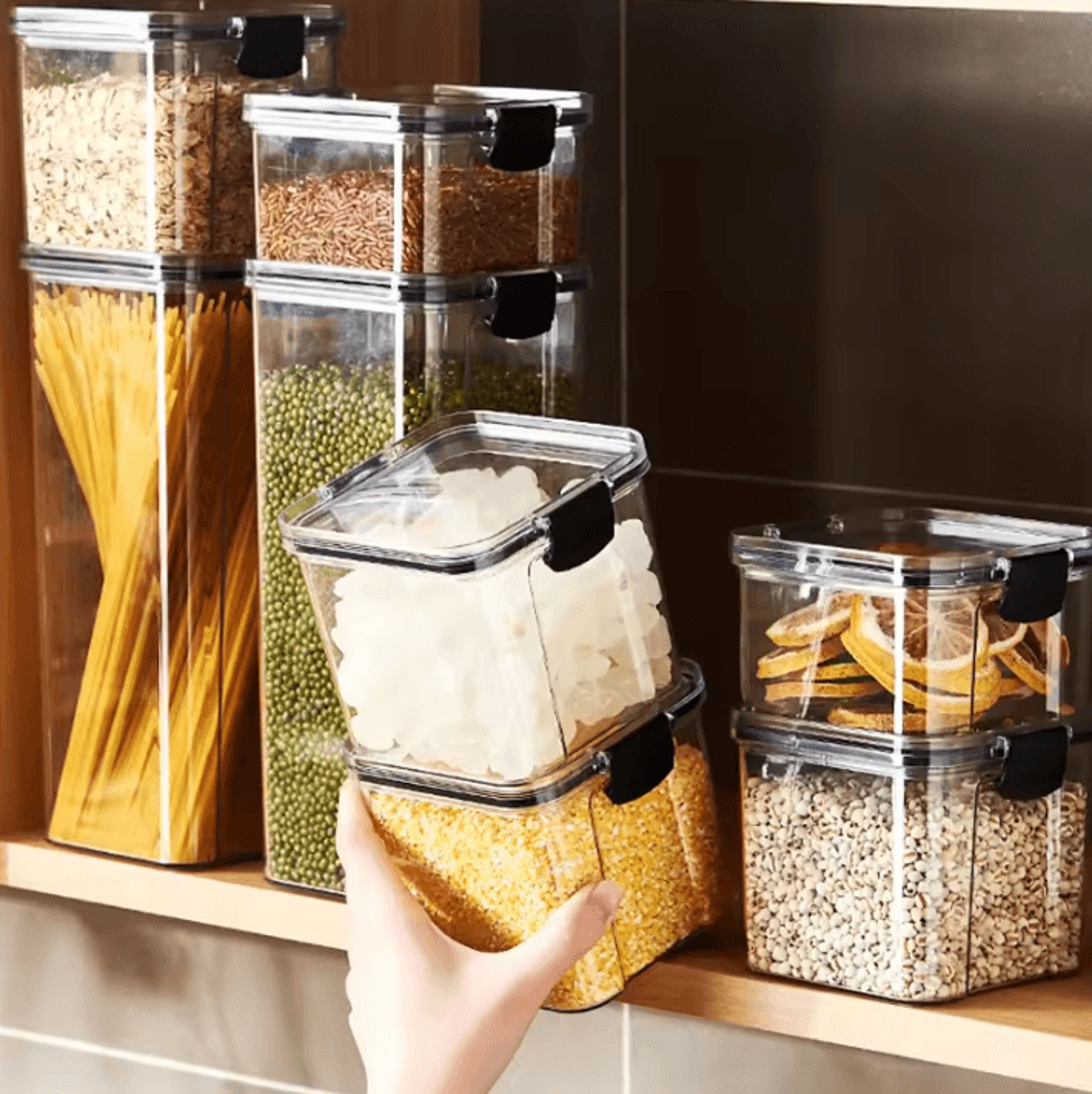 Sealed Kitchen Storage Jars Large Grain And Seasoning Storage Organizer MoistureProof Plastic Stora 2