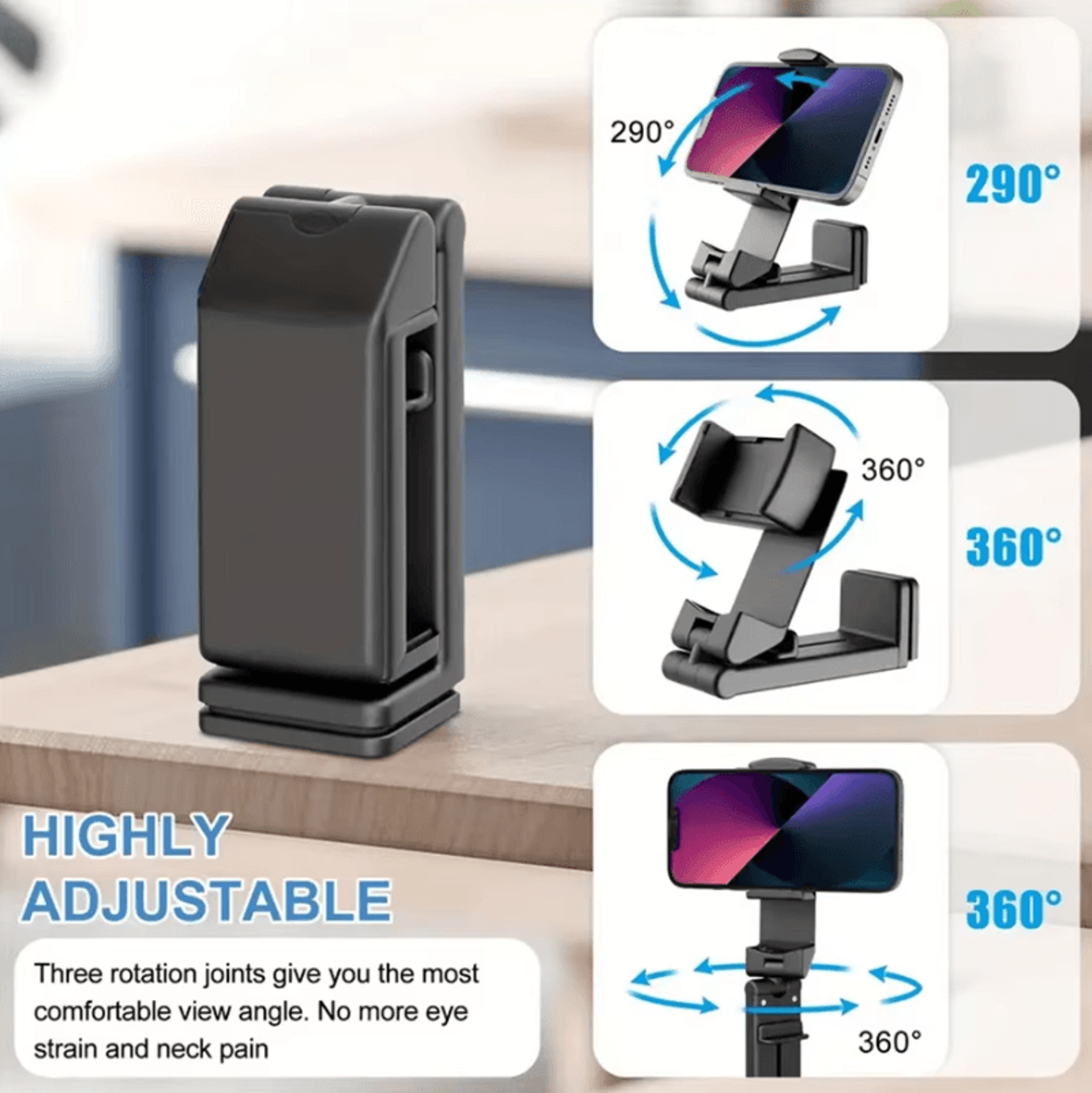 Foldable Travel Phone Holder  Adjustable Portable Airplane Phone Stand Desk Mount For Flight Train  1
