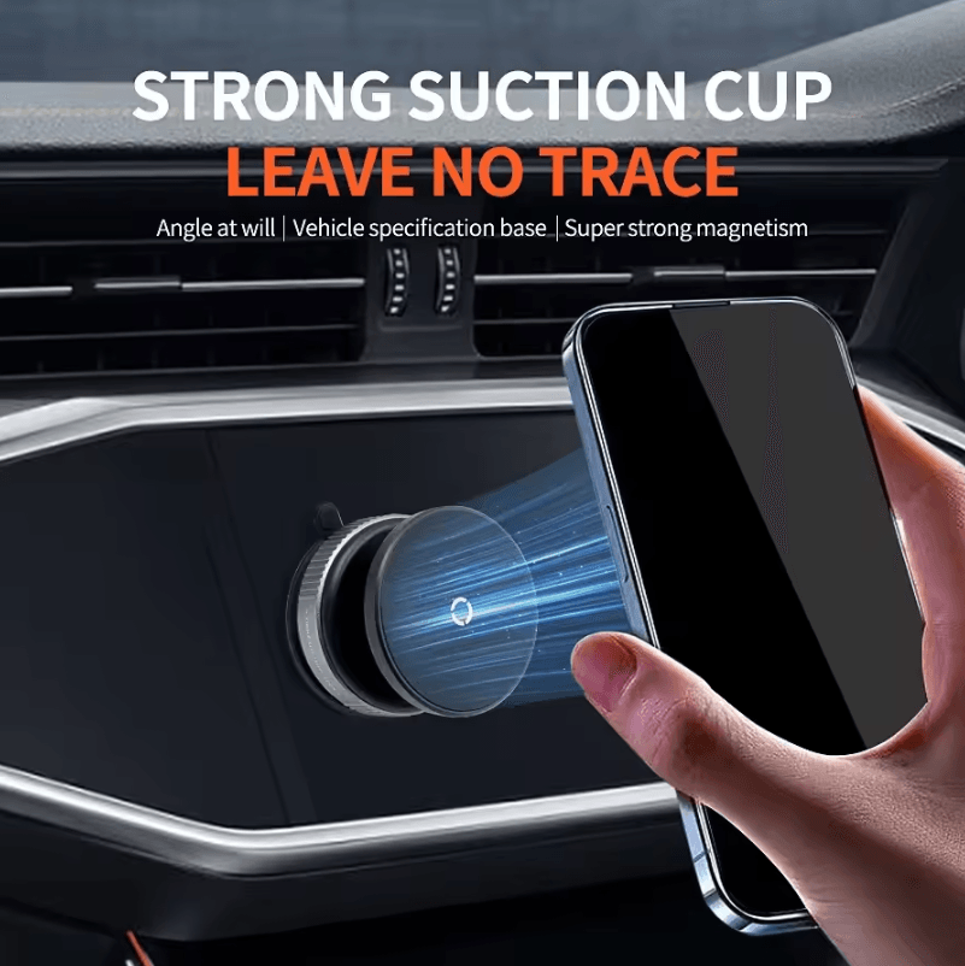 Magnetic Car Mount Phone Holder  Vacuum Suction 360 Degree Rotatable Car Phone Bracket For IPhone 1 2