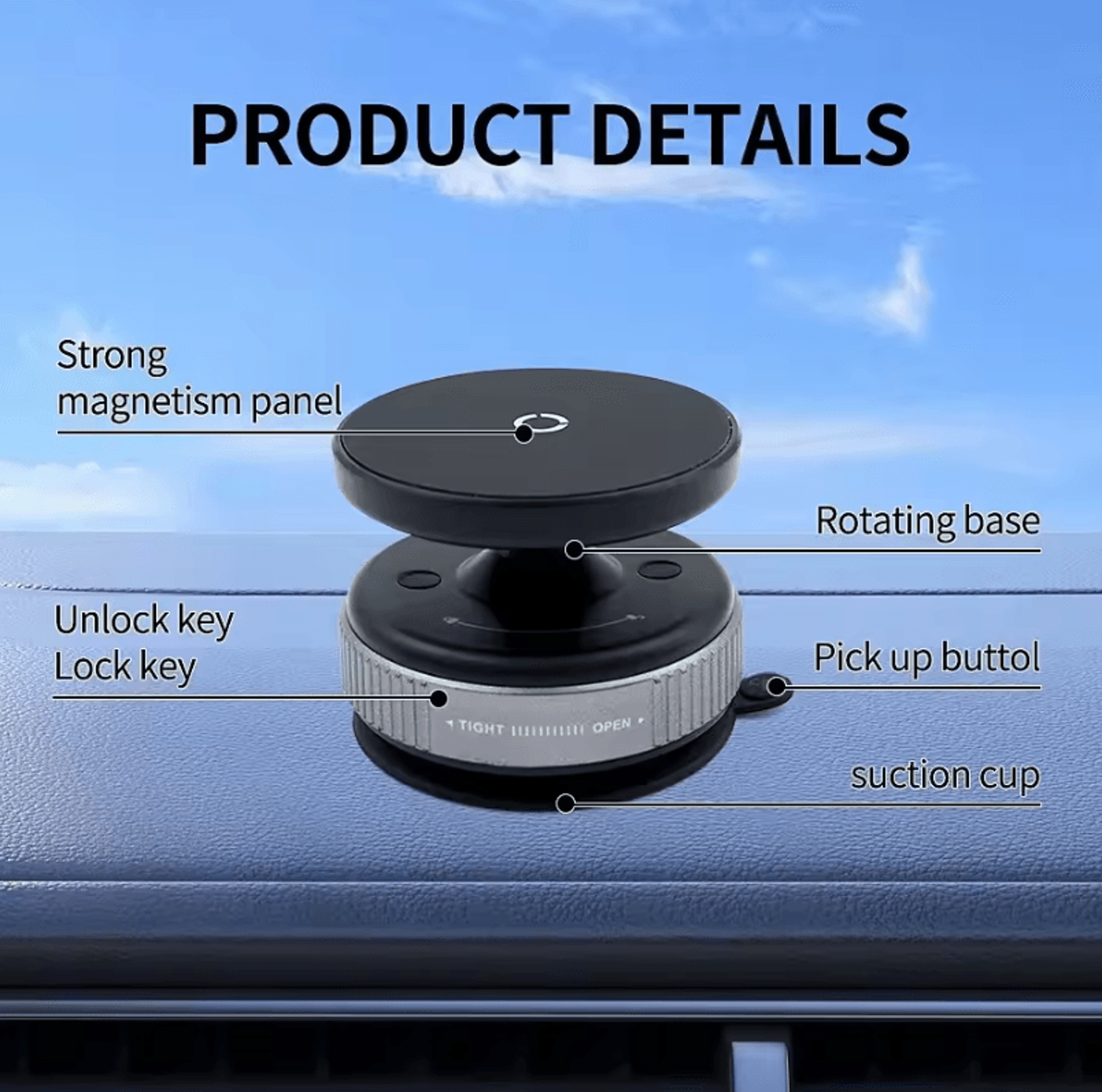 Magnetic Car Mount Phone Holder  Vacuum Suction 360 Degree Rotatable Car Phone Bracket For IPhone 1 5