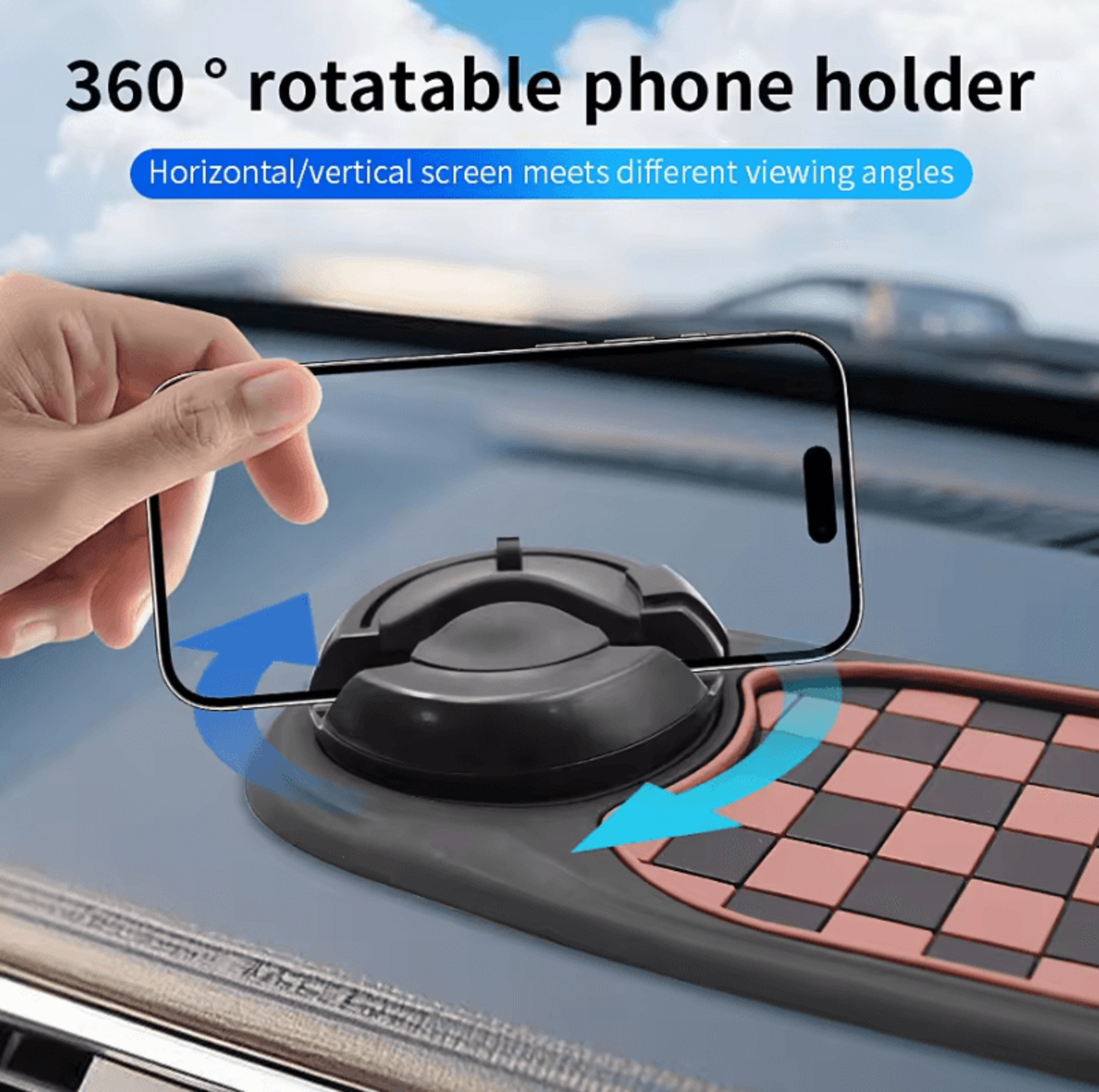 3in1 Dashboard Phone Holder  AntiSlip Car Phone Mount With 360 Degree Rotation And NonSlip Adhesive 1