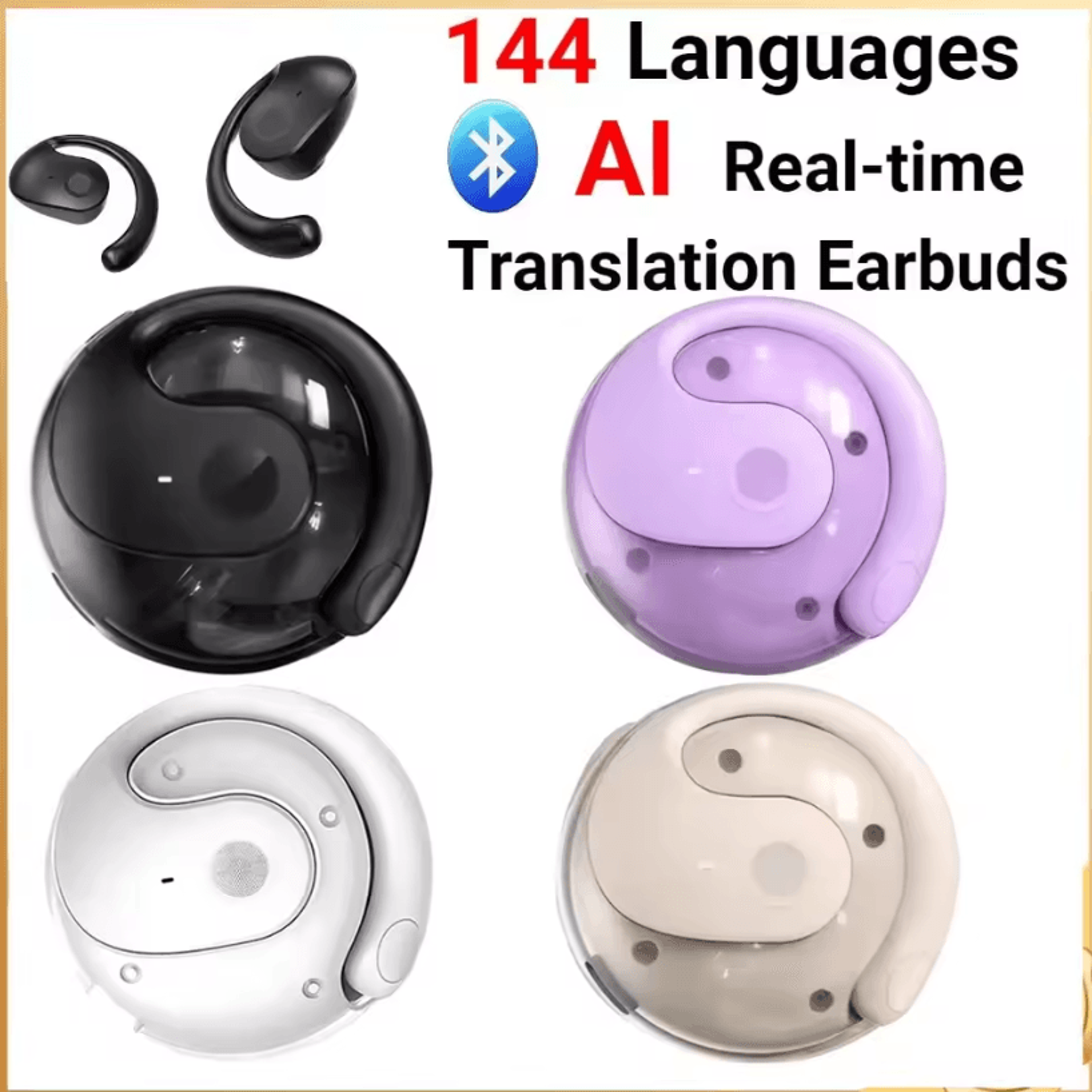 AI Bluetooth Translator Headphones Wireless RealTime Translation Headset Supporting 144 Languages A 0