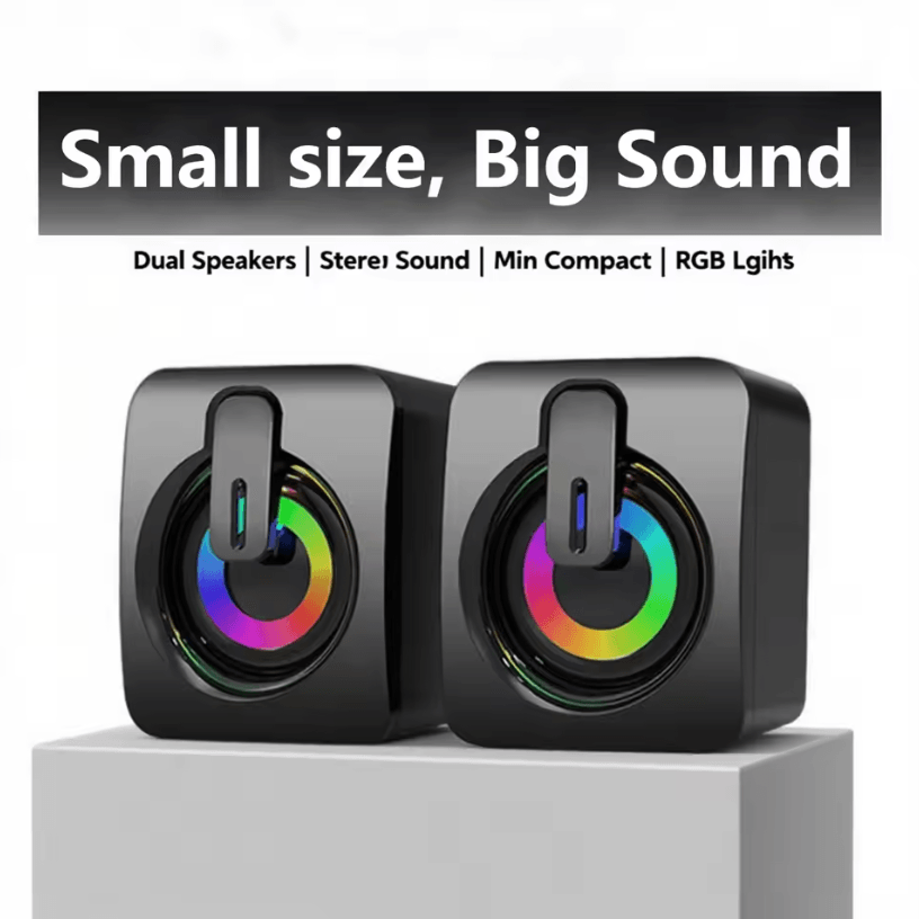 HIFI PC Stereo Speakers  USB Wired Computer Sound System With LED Light And BuiltIn Microphone 0