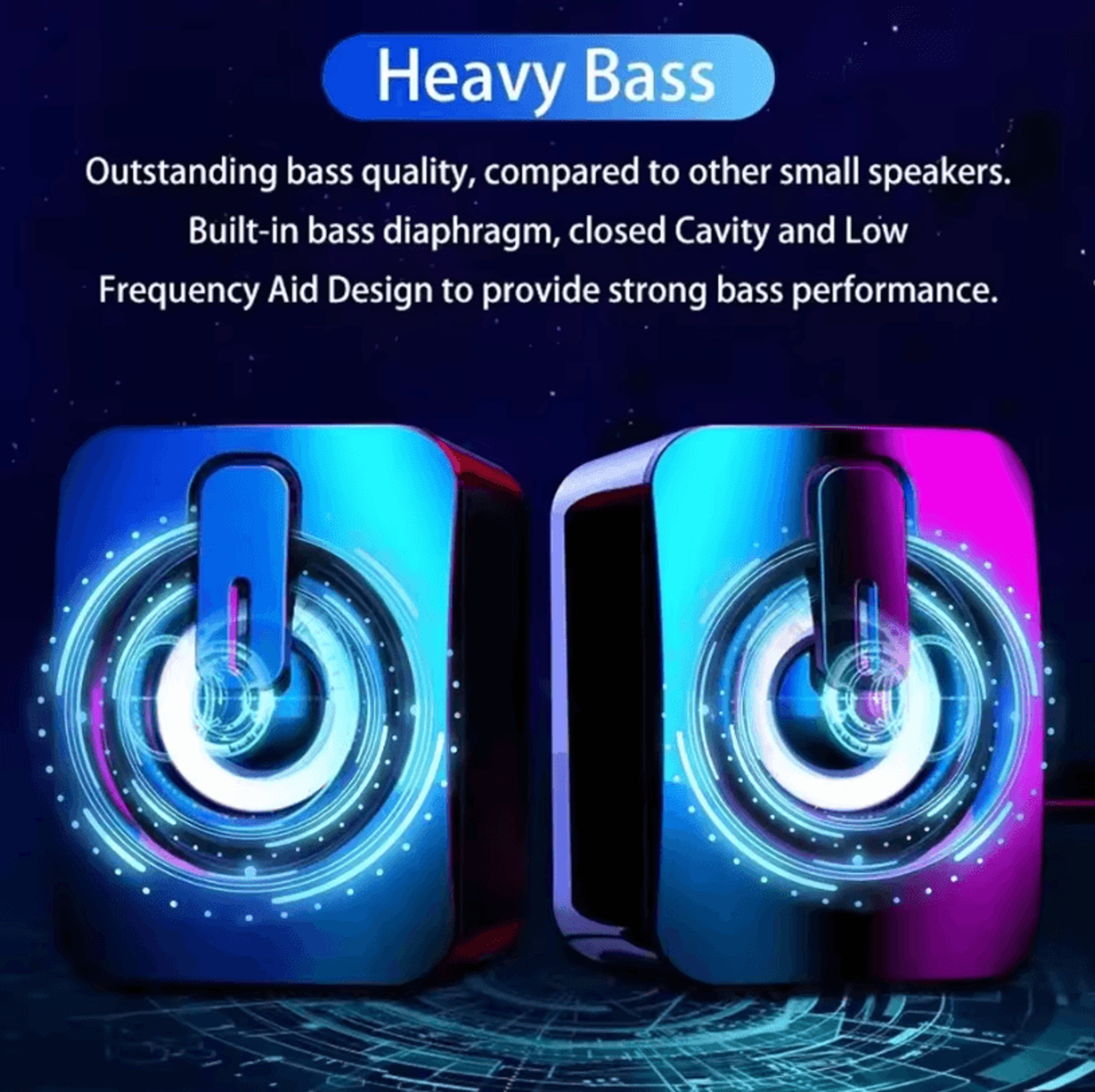 HIFI PC Stereo Speakers  USB Wired Computer Sound System With LED Light And BuiltIn Microphone 1