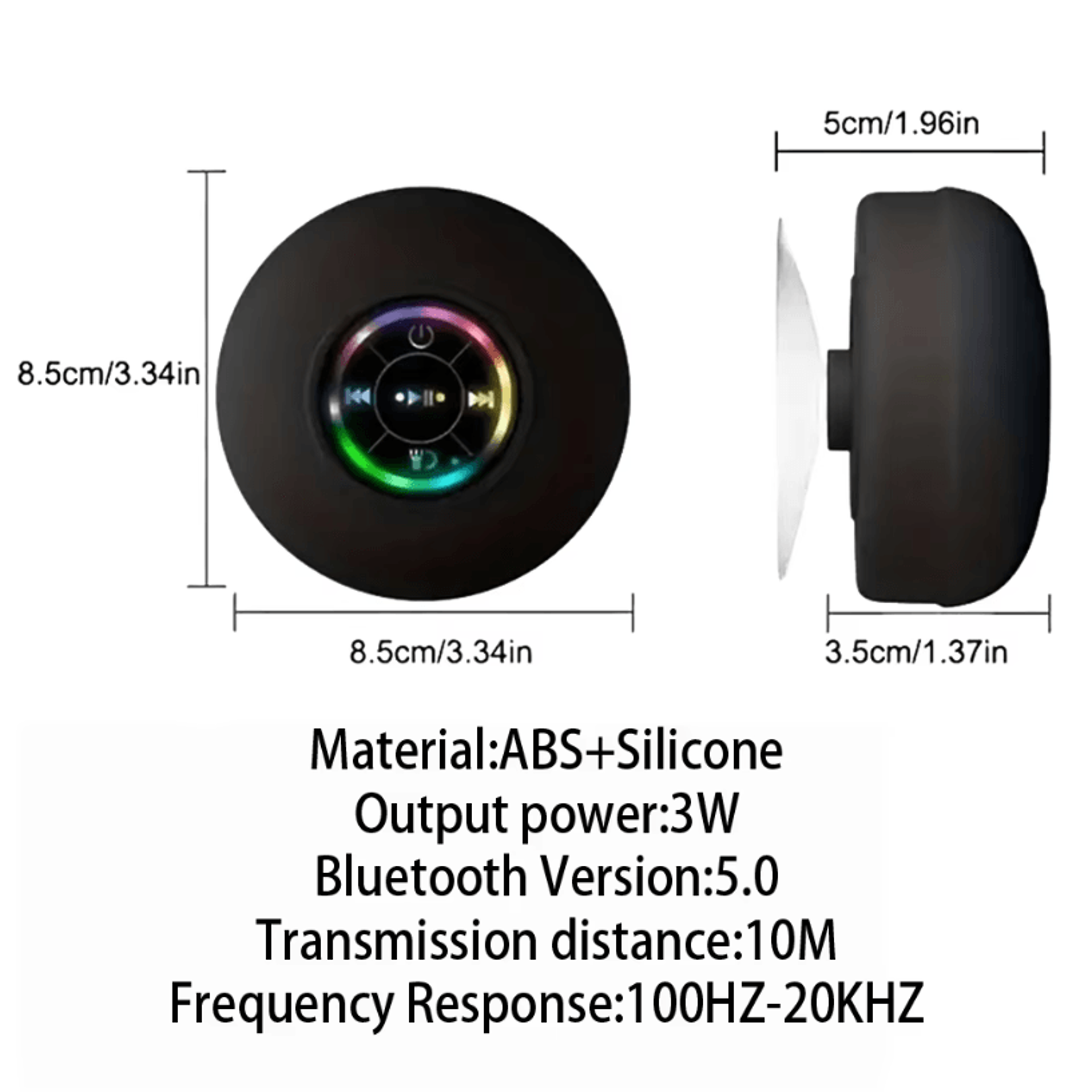 Portable Bluetooth Speaker  LED IPX4 Waterproof Outdoor Loudspeaker With Suction Cup Mini Stereo So 5