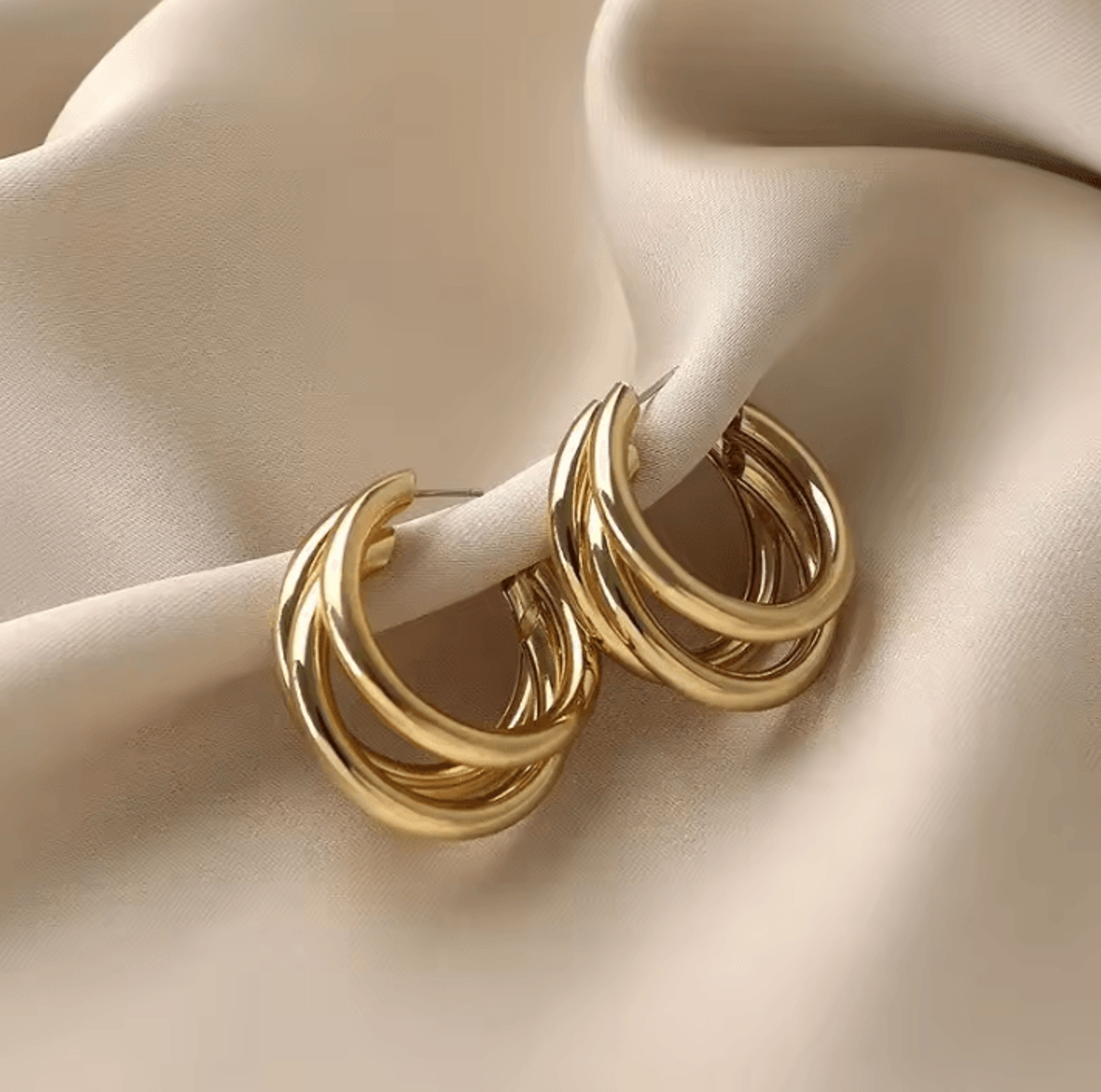 Korean Gold Color Hoop Earrings  Elegant Geometric Statement Earrings Vintage Luxury Jewelry Gift F 3