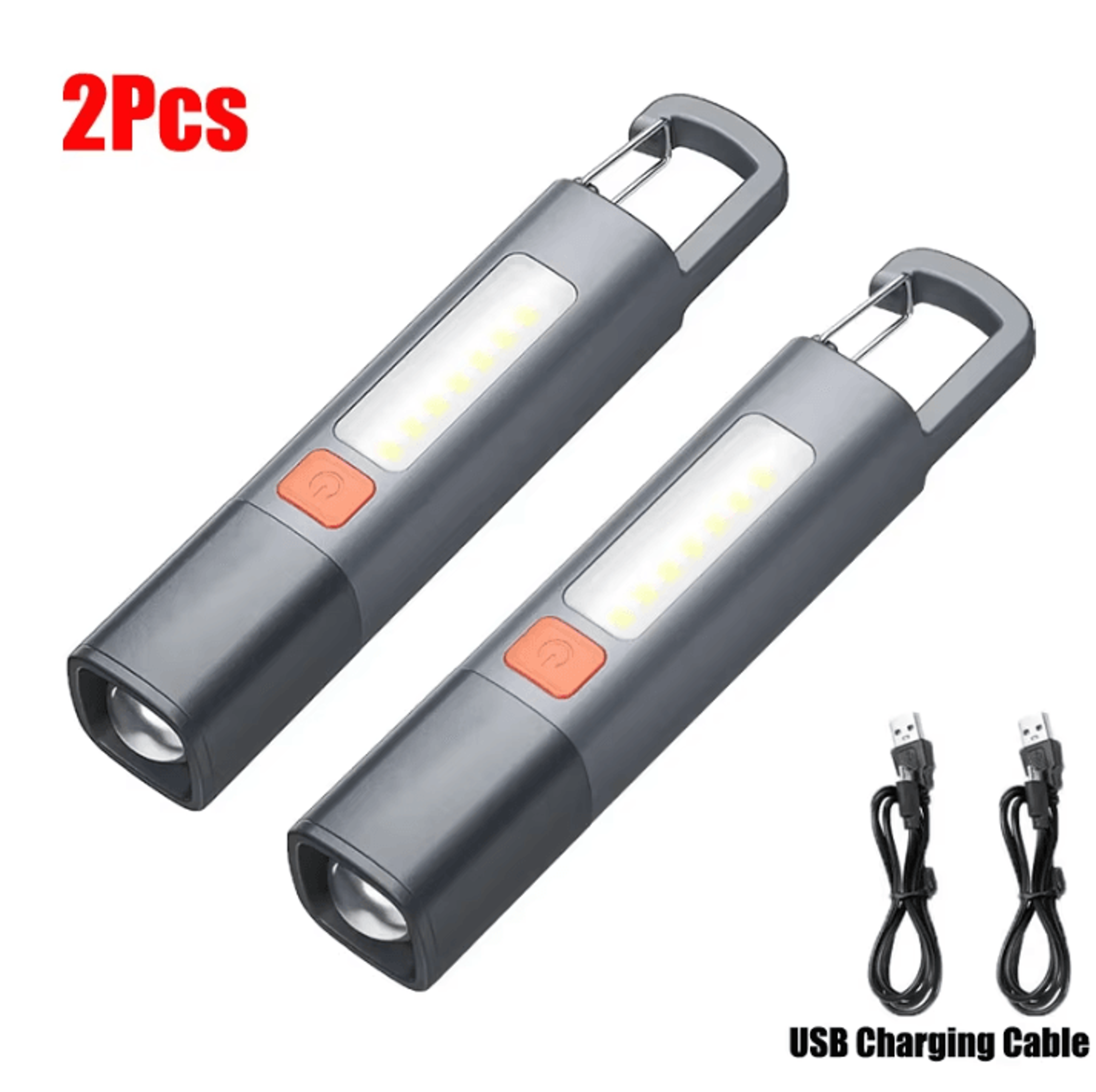 USB Rechargeable Strong Lighting Outdoor EDC Flashlight With COB Side Lamp And Telescopic Focus 5