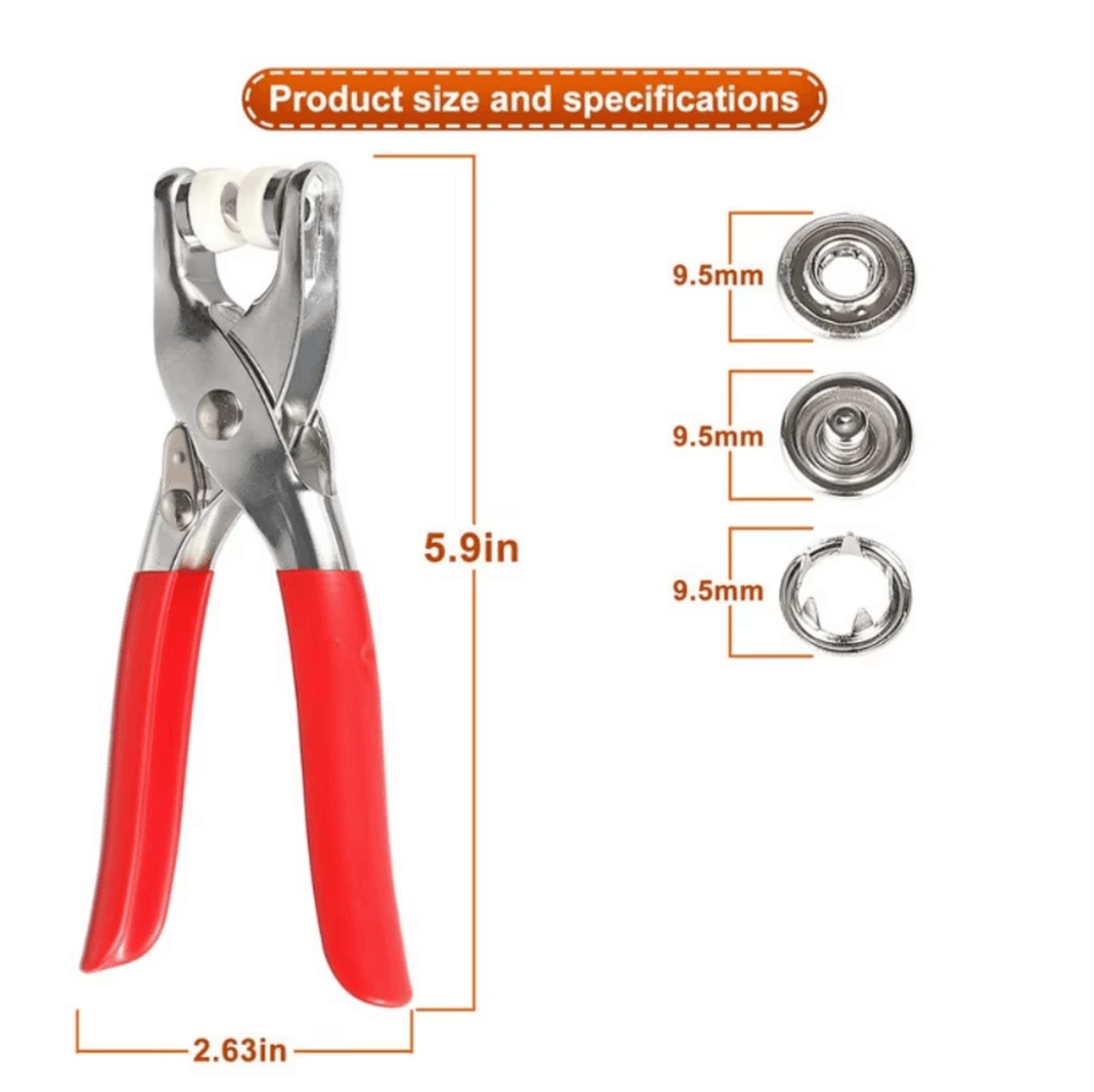 1pc Plier 50 Sets Metal Snap Button Plier Kit With 50 Sets Of Snap Fasteners For Clothing Sewing 4