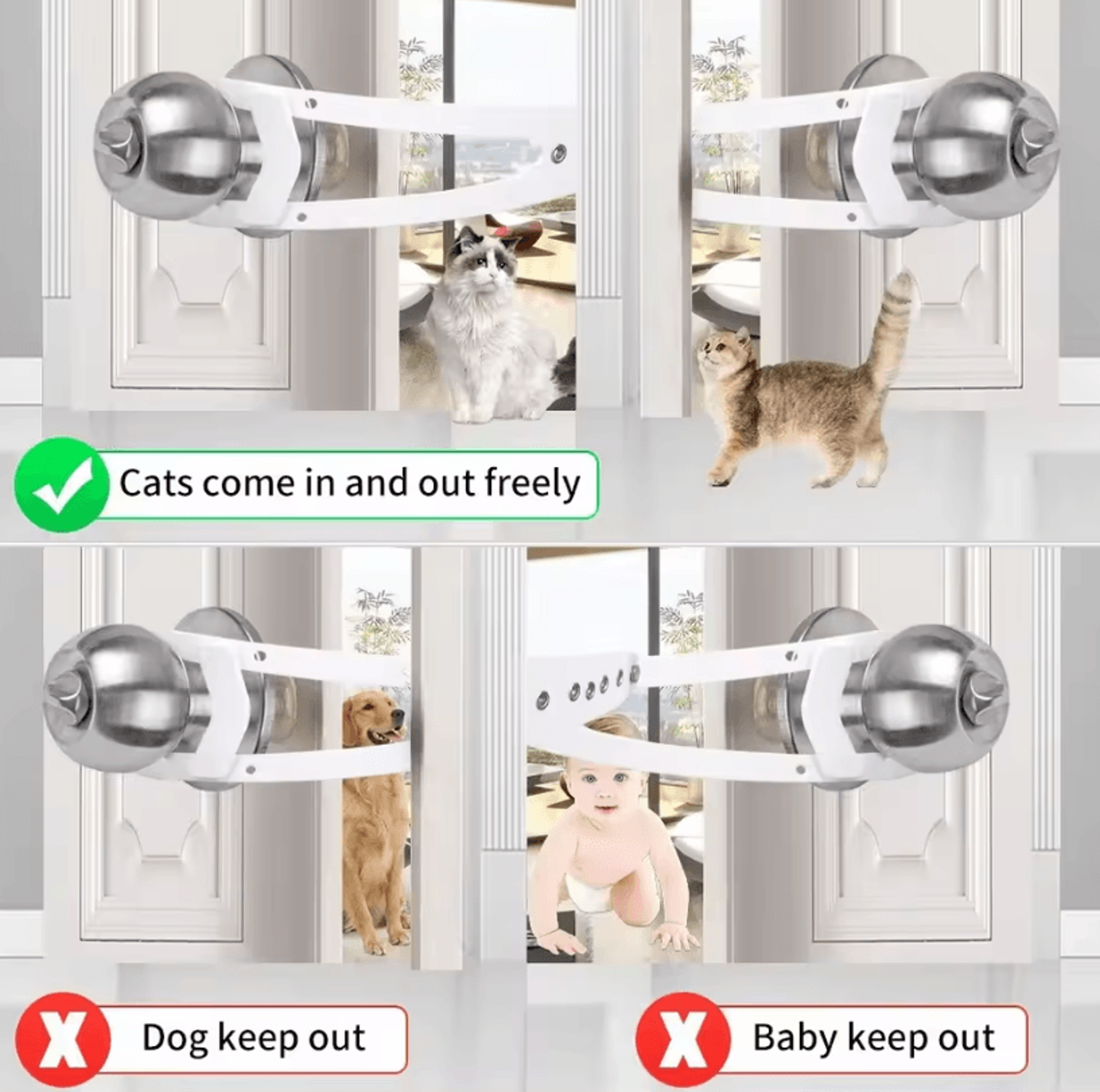 Adjustable Black Pet Door Holder Latch For Cats And Small Pets 4