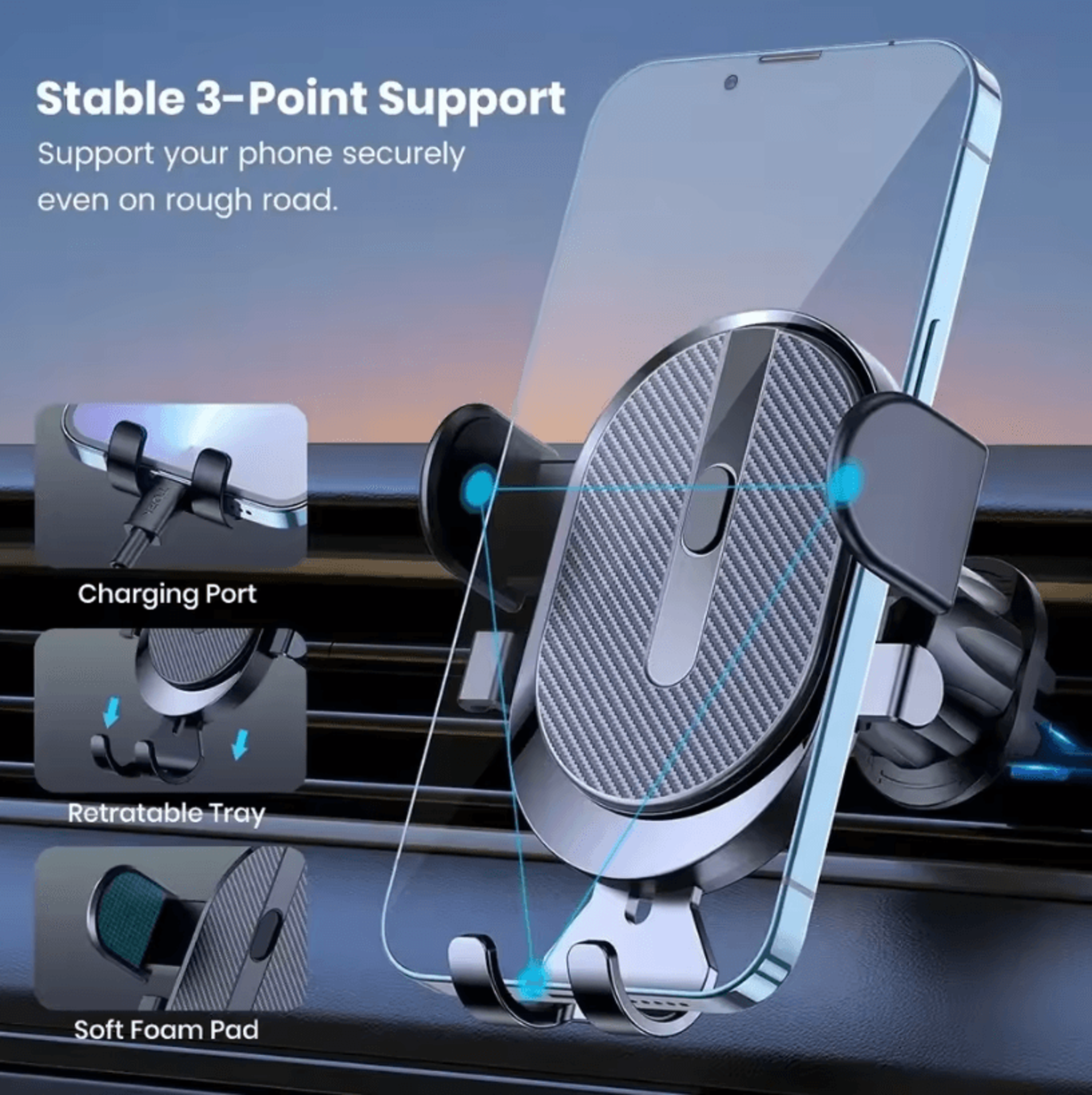 Gravity Car Phone Holder With 360 Rotation For Air Vent Mount And OneHand Placement 2