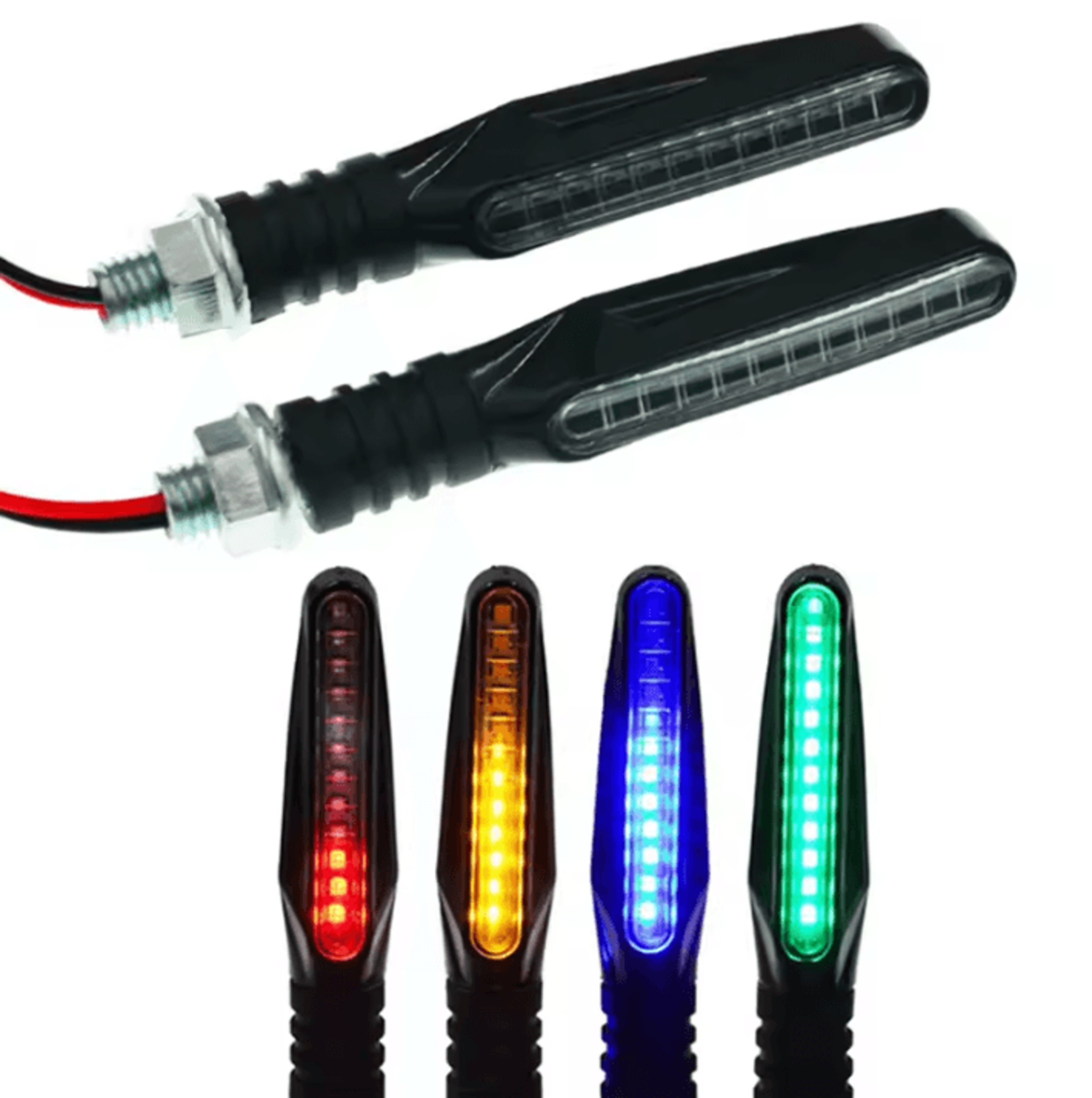 Universal LED Motorcycle Turn Signal Lights 12V Waterproof Amber Blinker Set 1