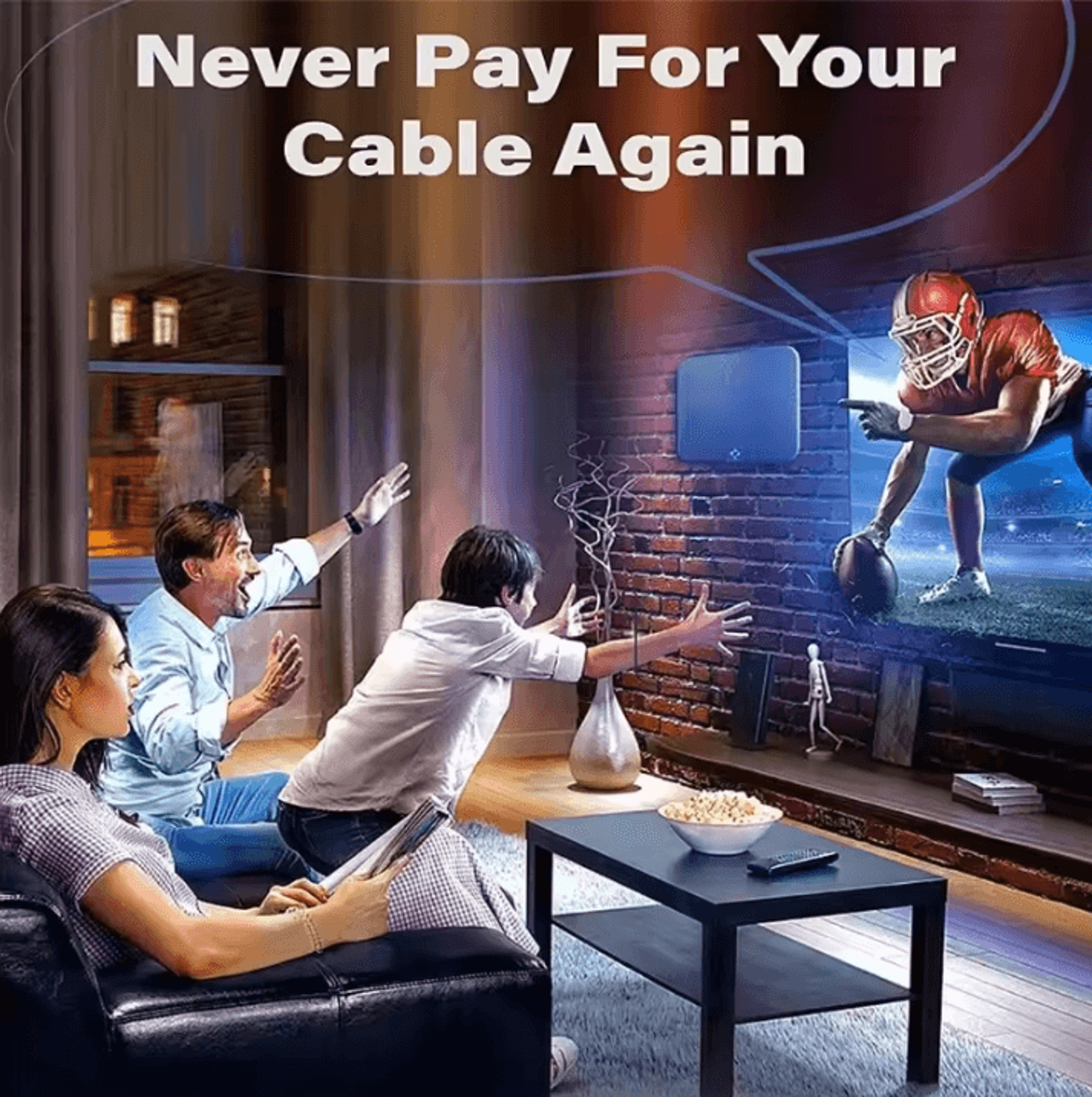 4K High Gain TV Antenna 25dB Indoor TV Aerial With Active Signal Booster EU Plug 4