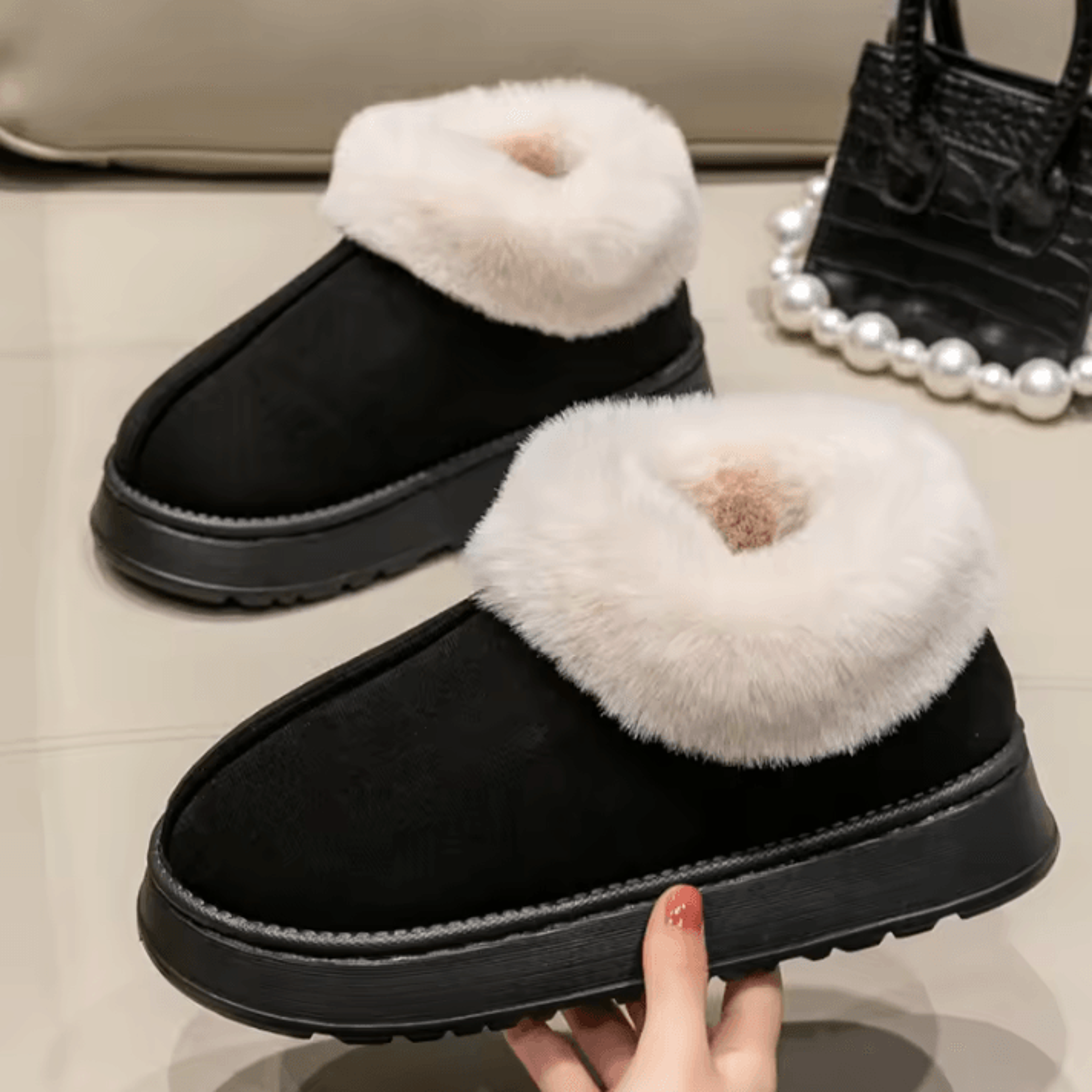 Cozy Faux Fur Winter Boots  Fluffy Plush Snow Boots For Women And Men 0