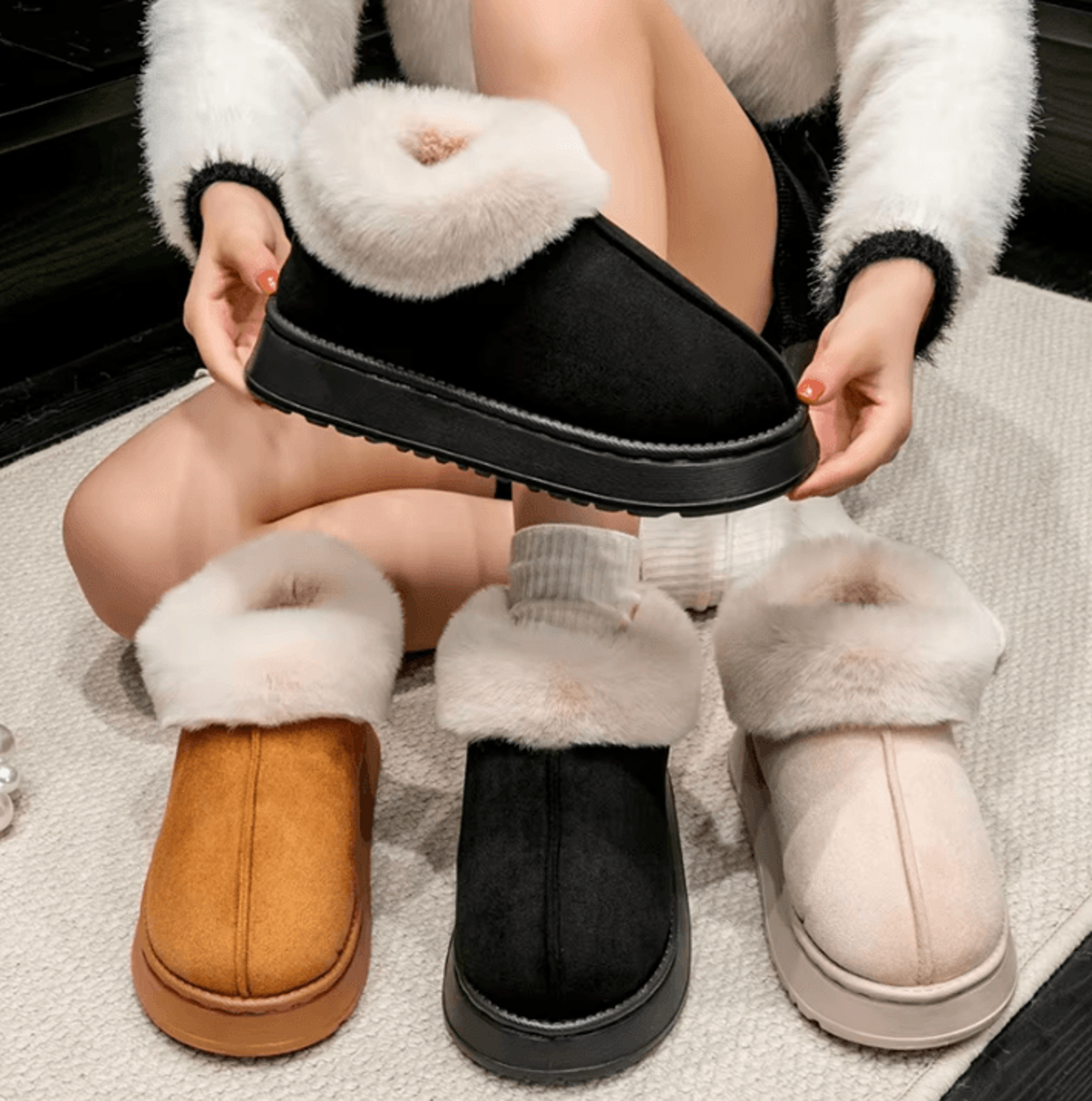 Cozy Faux Fur Winter Boots  Fluffy Plush Snow Boots For Women And Men 1