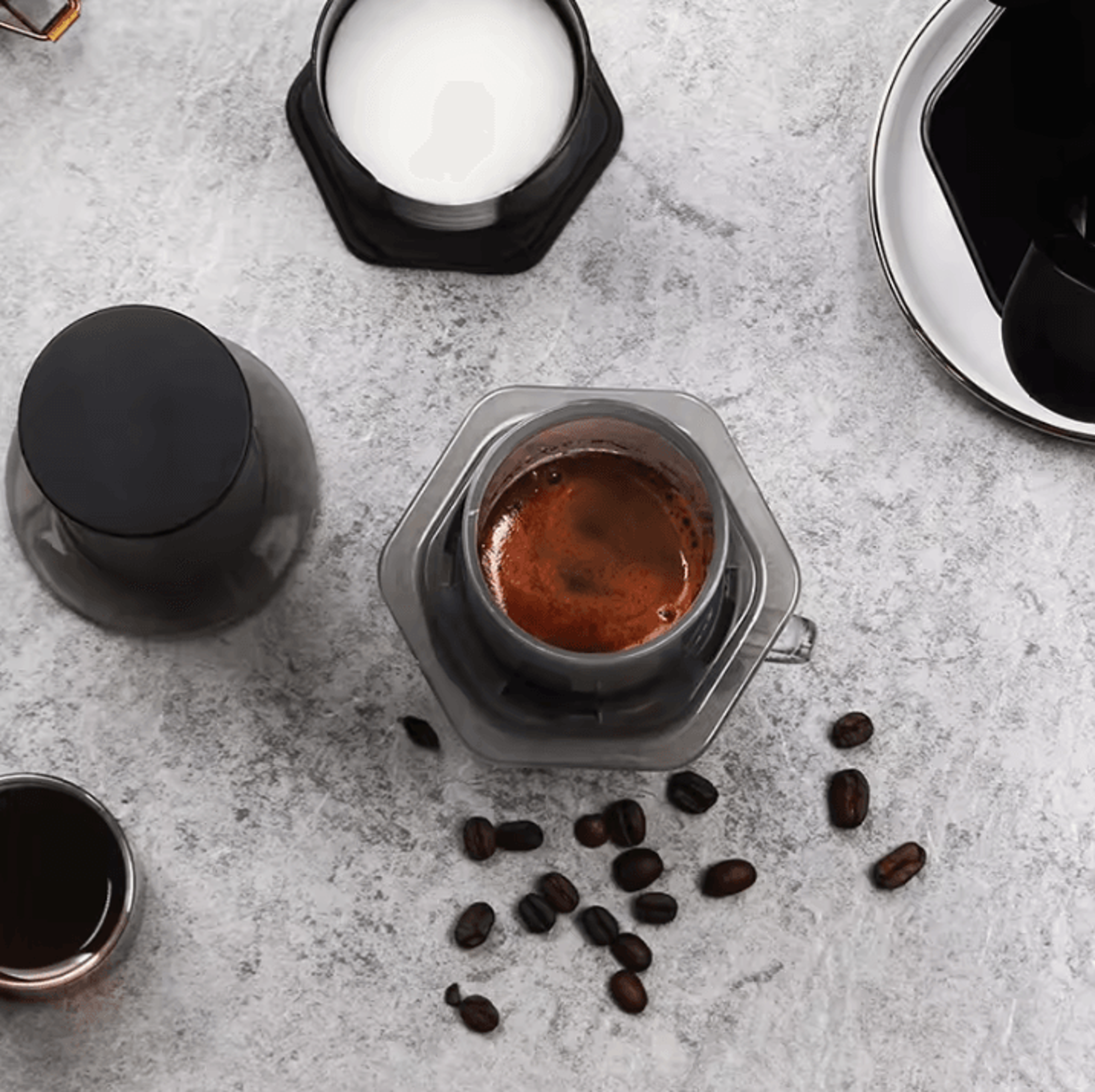 Portable French Press Espresso Coffee Maker With Air Press  Includes 350pcs 64mm Paper Filters 4