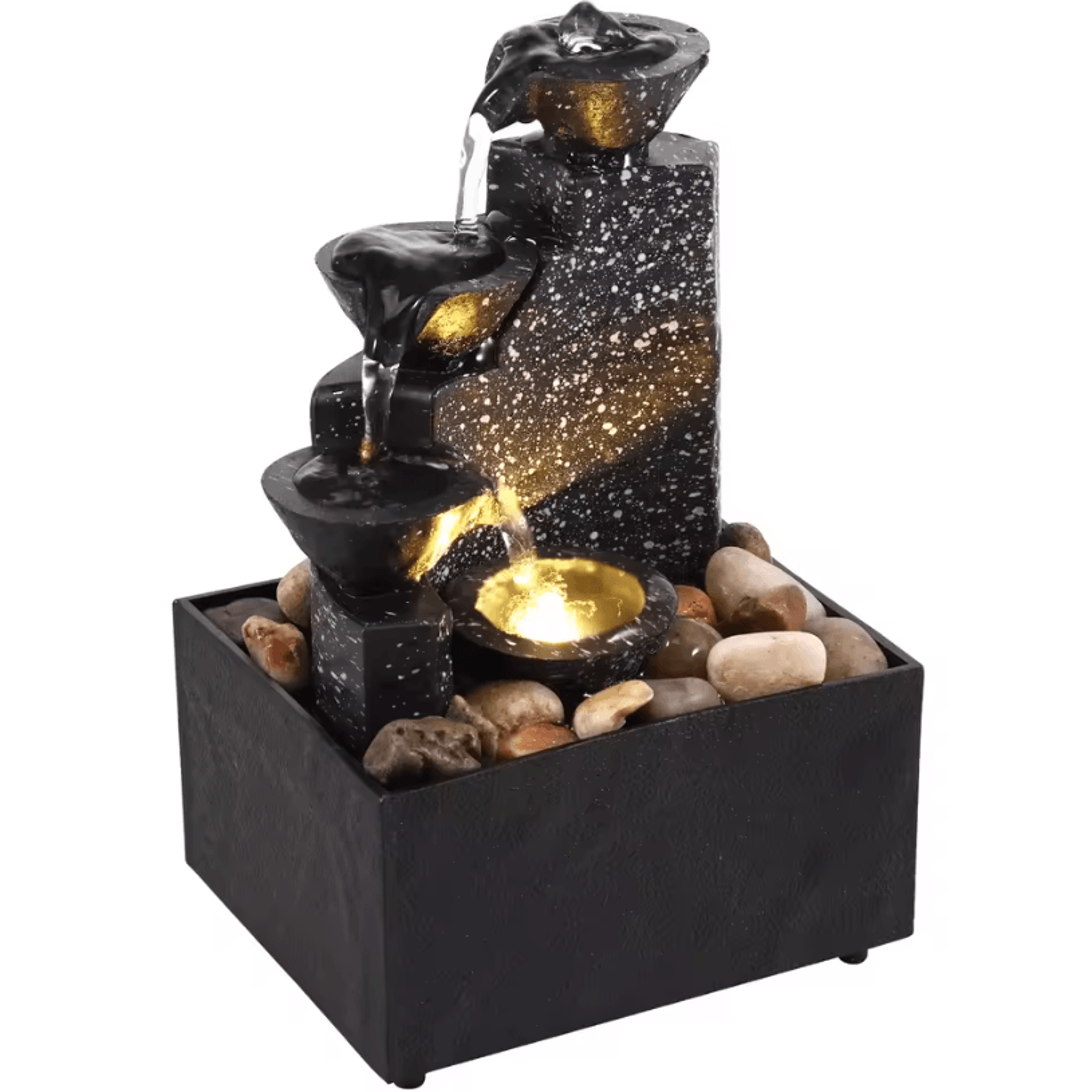 Tabletop Waterfall Fountain With Soft Lights  Relaxation And Meditation Home Decor 6