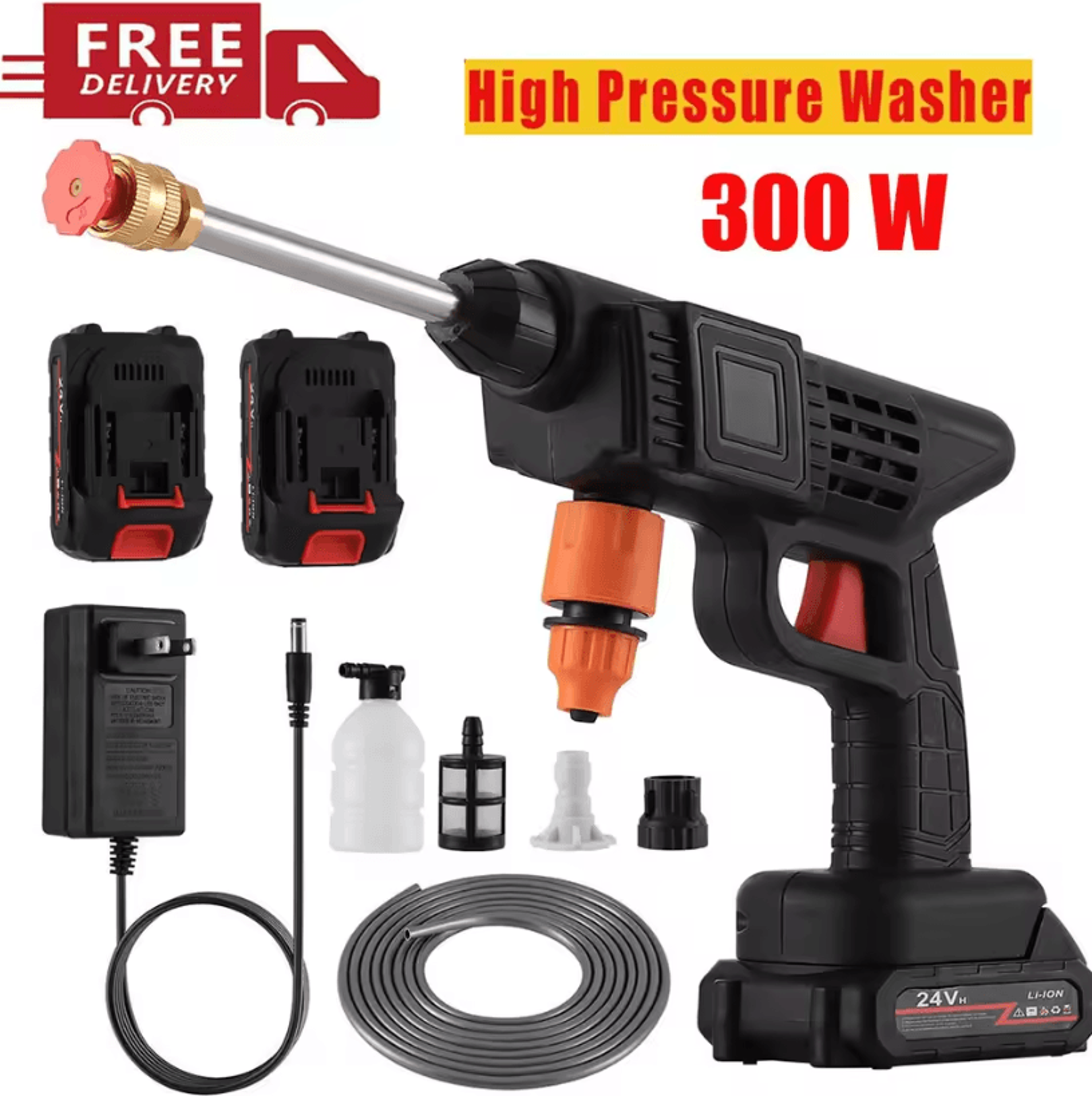300W 30Bar Cordless High Pressure Car Washer  Portable Rechargeable Spray Water Gun With Foam Gener 0