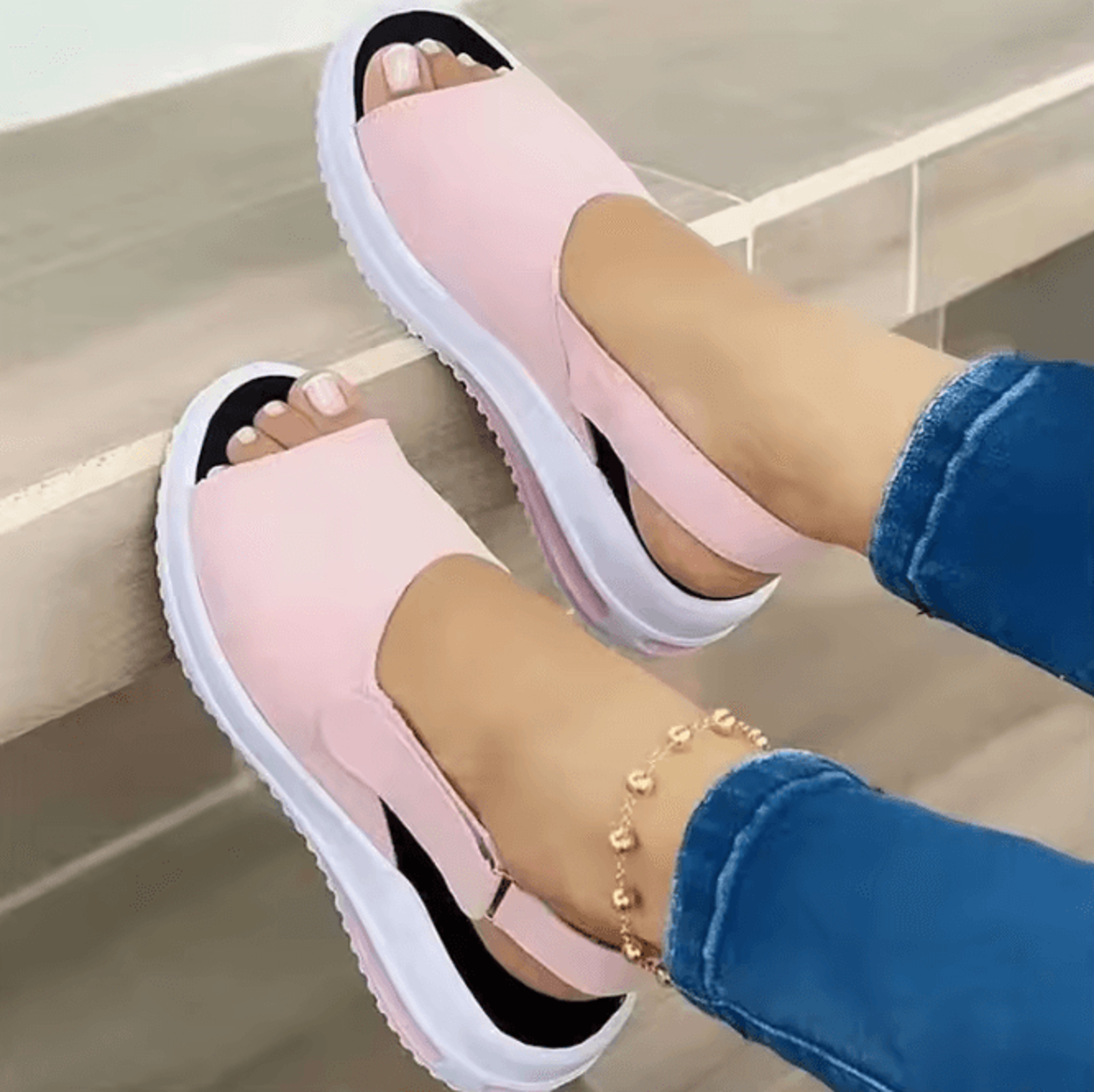 Womens Peep Toe Lightweight Summer Sandals  Breathable NonSlip Fashion Footwear 7