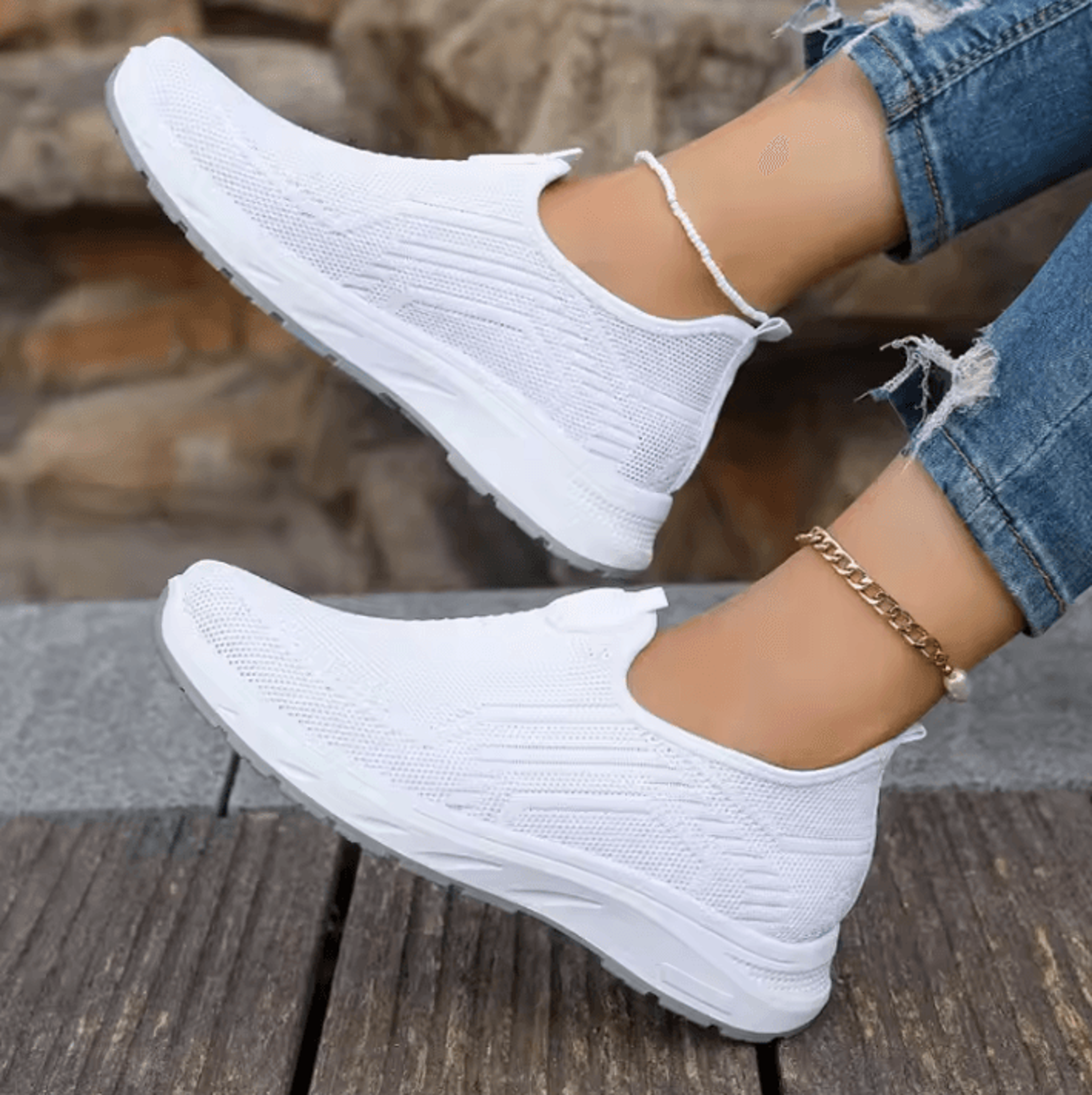 Womens Breathable SlipOn Sneakers  Lightweight Casual Sports And Tennis Loafers 1