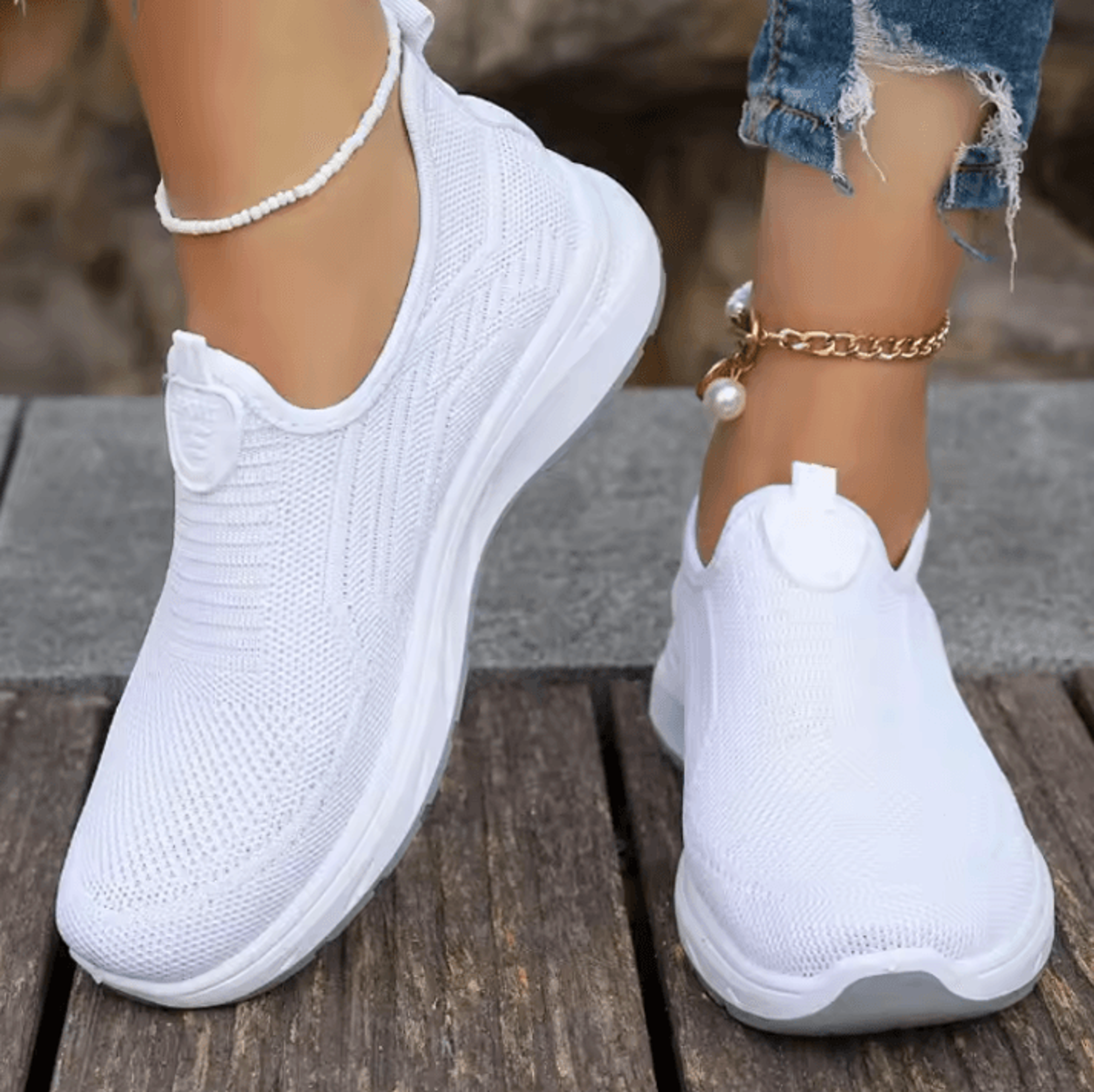 Womens Breathable SlipOn Sneakers  Lightweight Casual Sports And Tennis Loafers 8