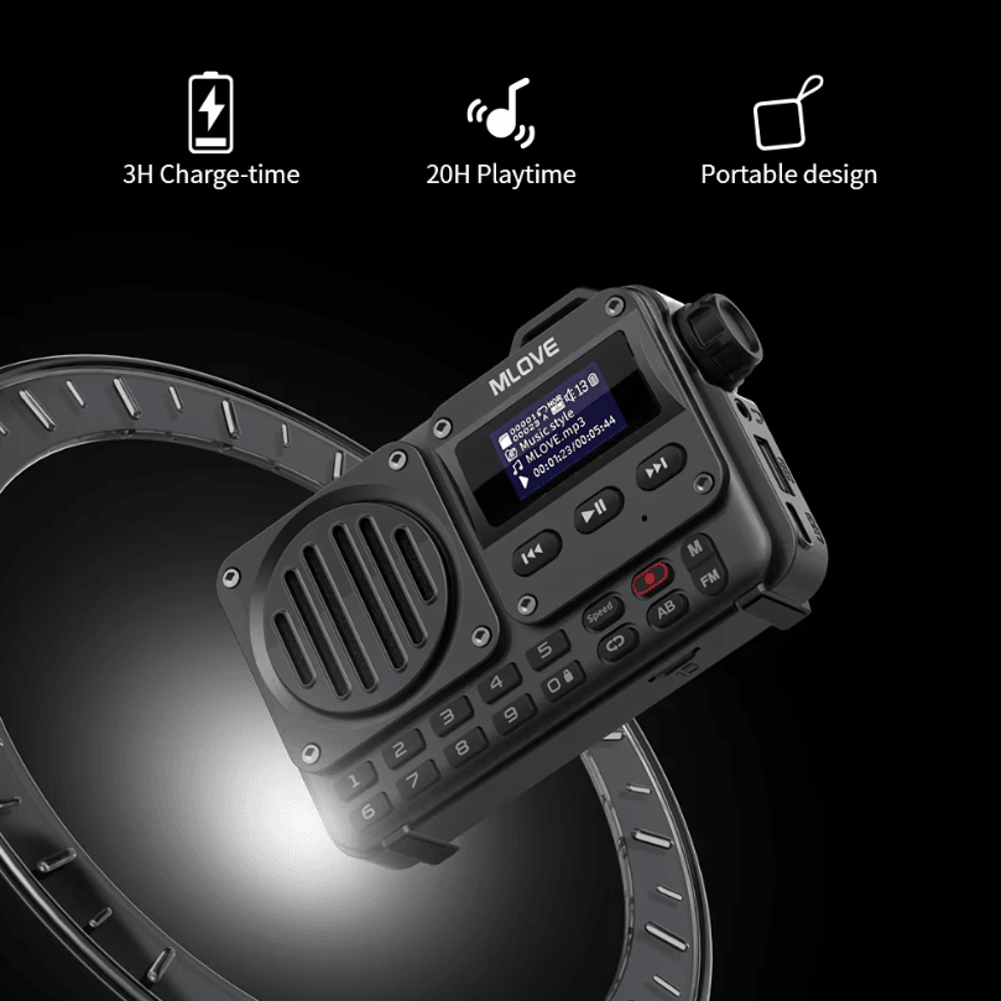 MLOVE BV800 SuperPortable Bluetooth Speaker  FM Radio And MP3 Player With LCD Display 5