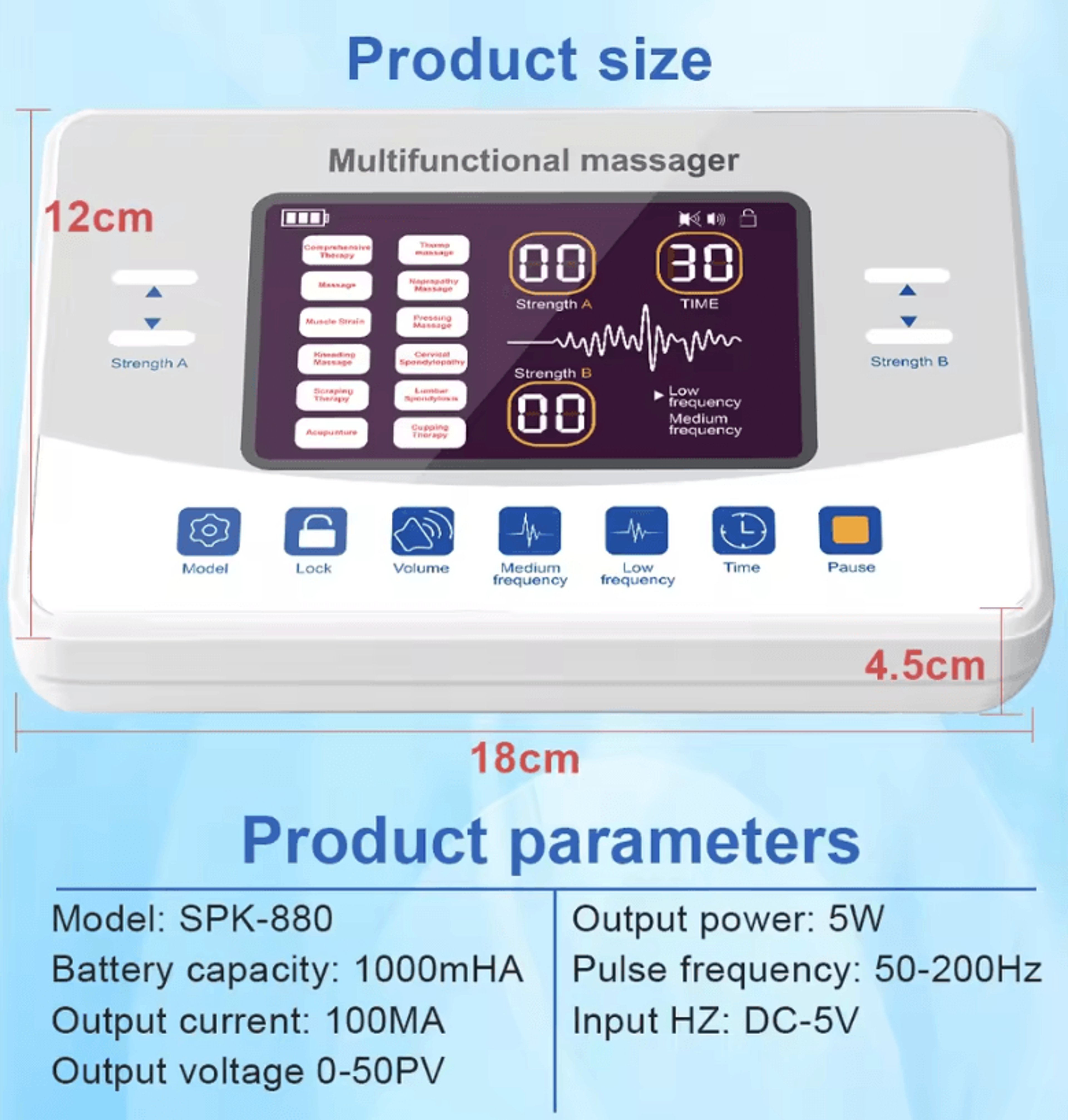 12Mode TENS EMS Muscle Stimulator  Electronic Pulse Massager For Pain Relief And Muscle Therapy 5