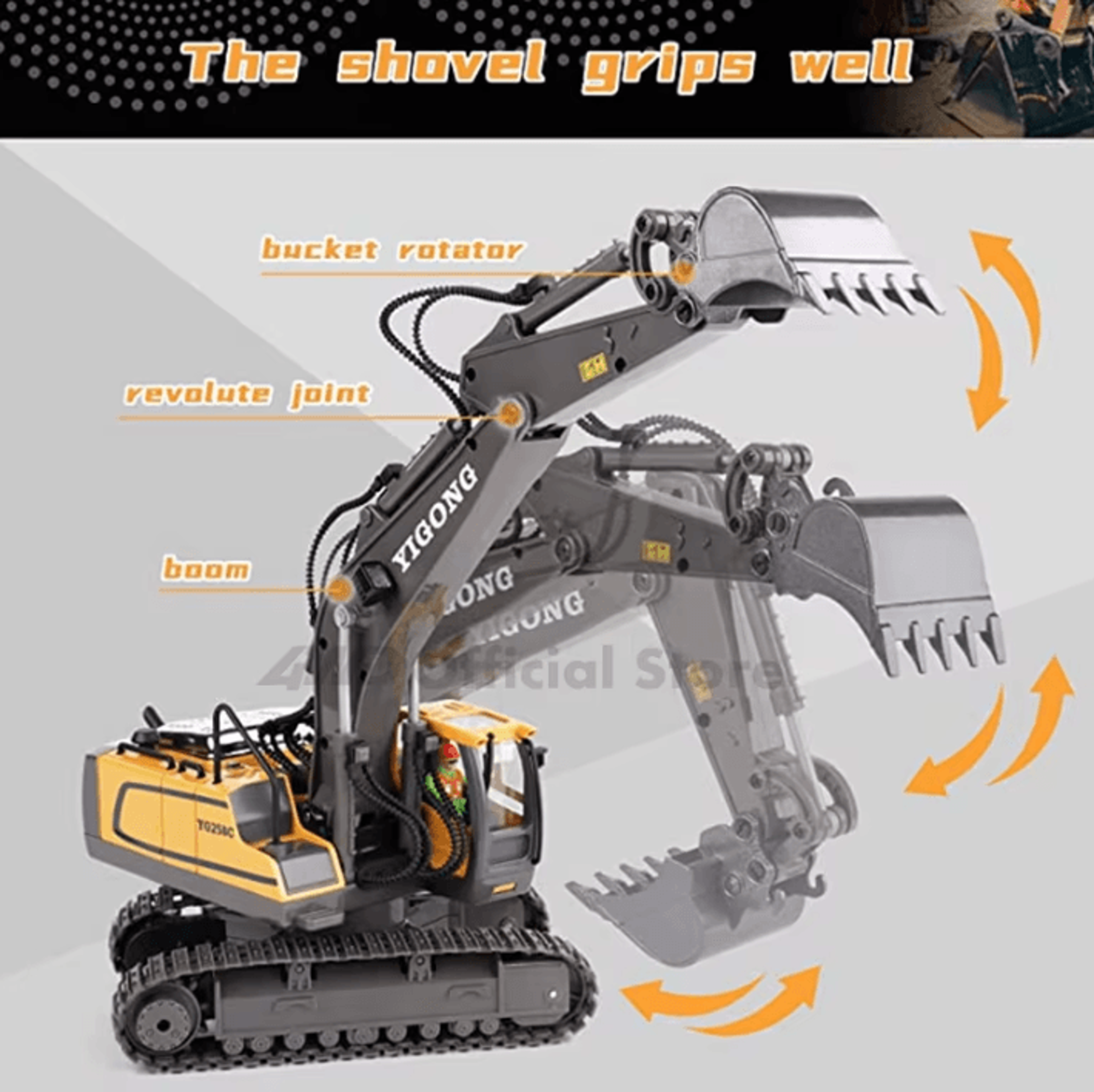 4WD Remote Control Excavator And Bulldozer RC Construction Vehicle Toy  Alloy Dump Truck For Kids 4