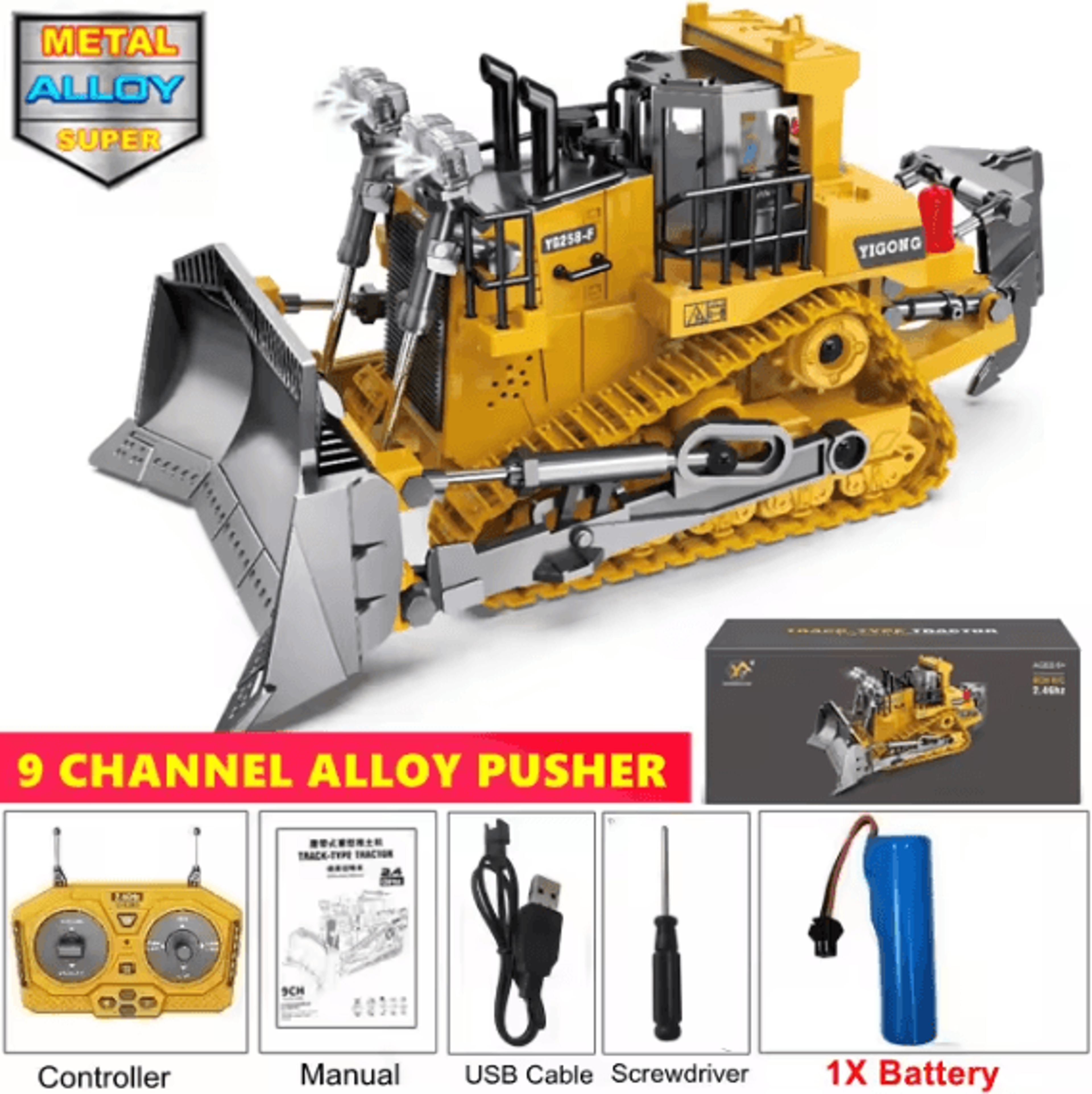 4WD Remote Control Excavator And Bulldozer RC Construction Vehicle Toy  Alloy Dump Truck For Kids 5