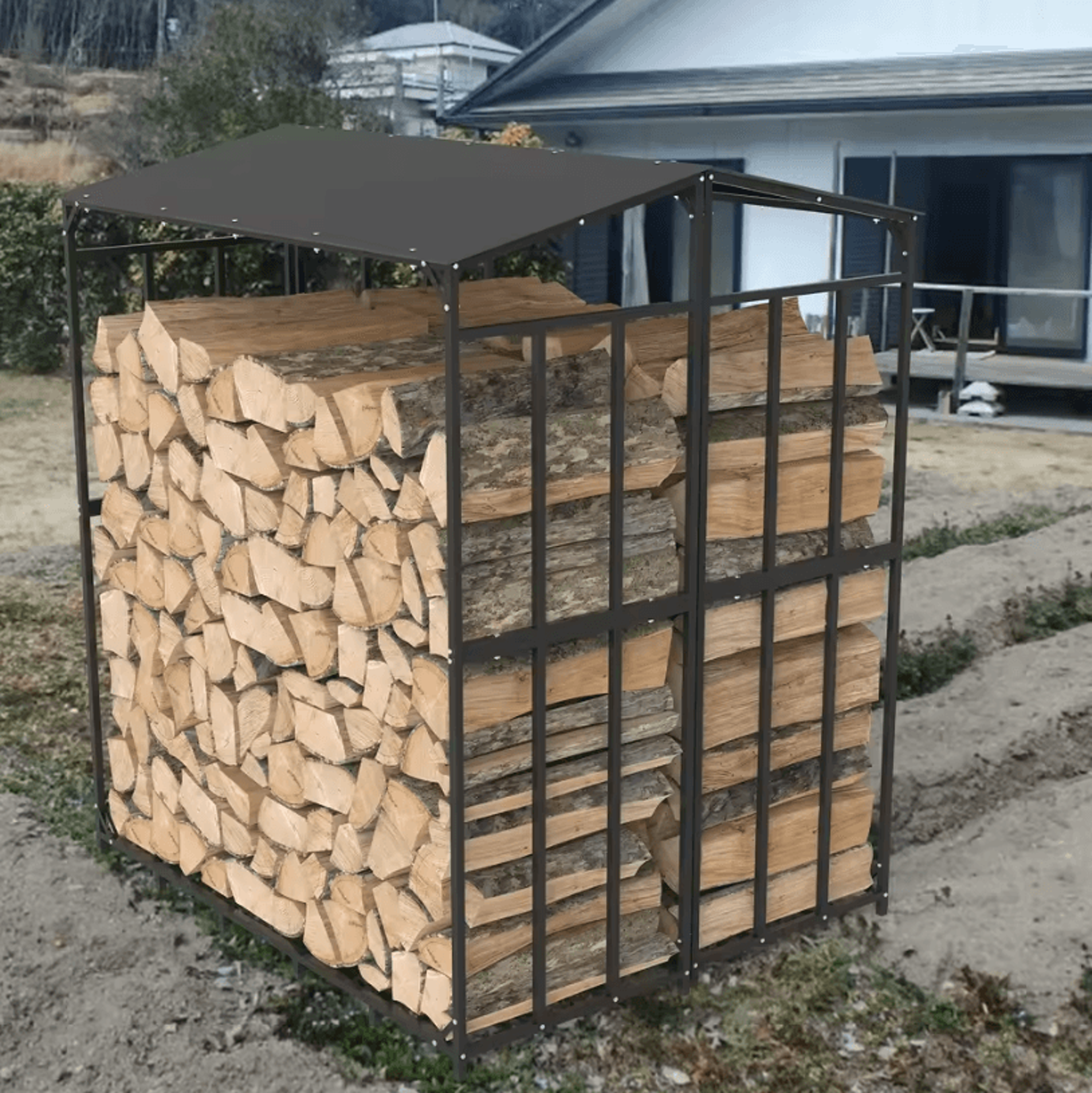 Extra Large Tall Outdoor Firewood Rack With Waterproof Cover  Heavy Duty Strong Stand For Garden An 0