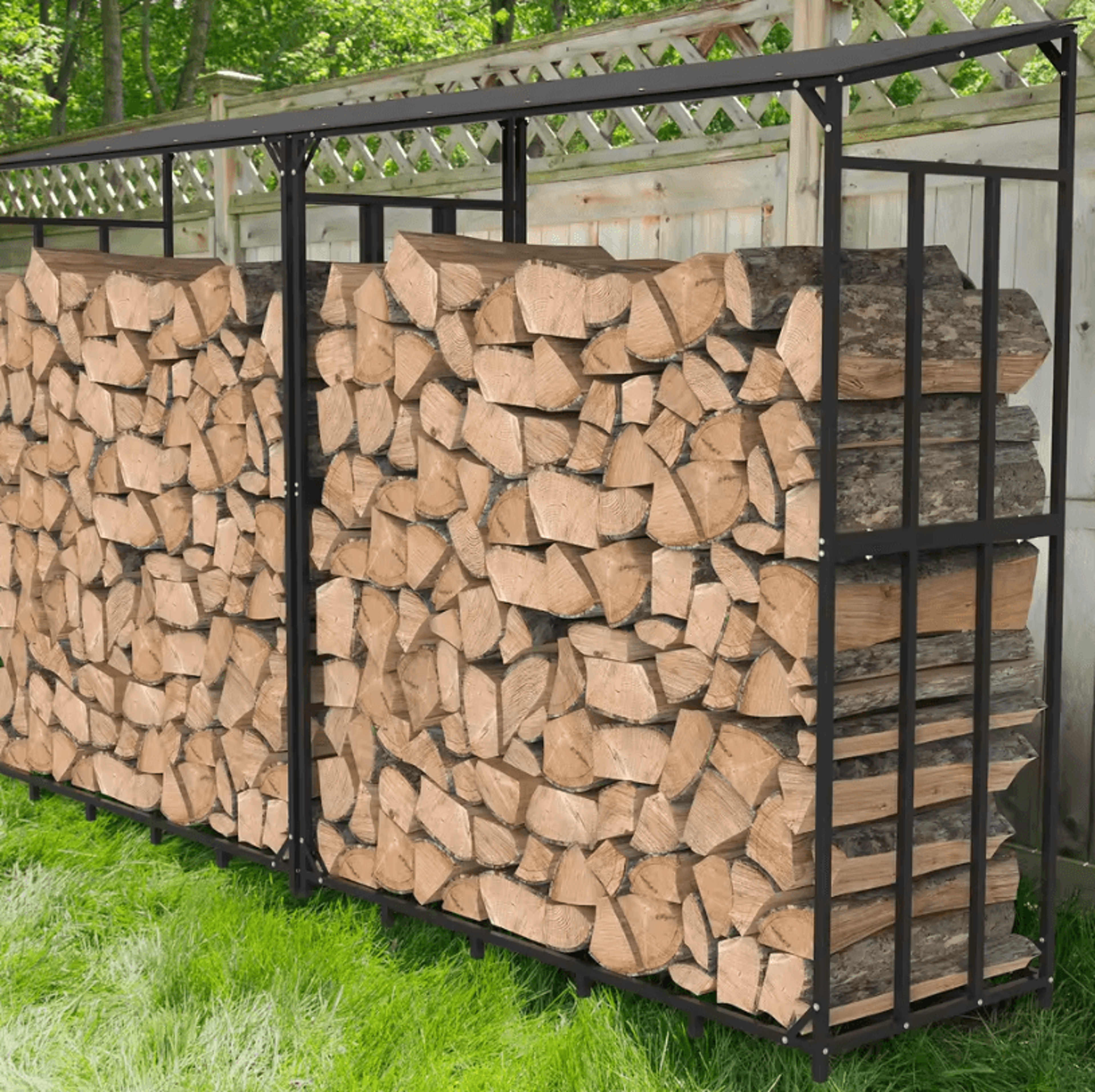 Extra Large Tall Outdoor Firewood Rack With Waterproof Cover  Heavy Duty Strong Stand For Garden An 1