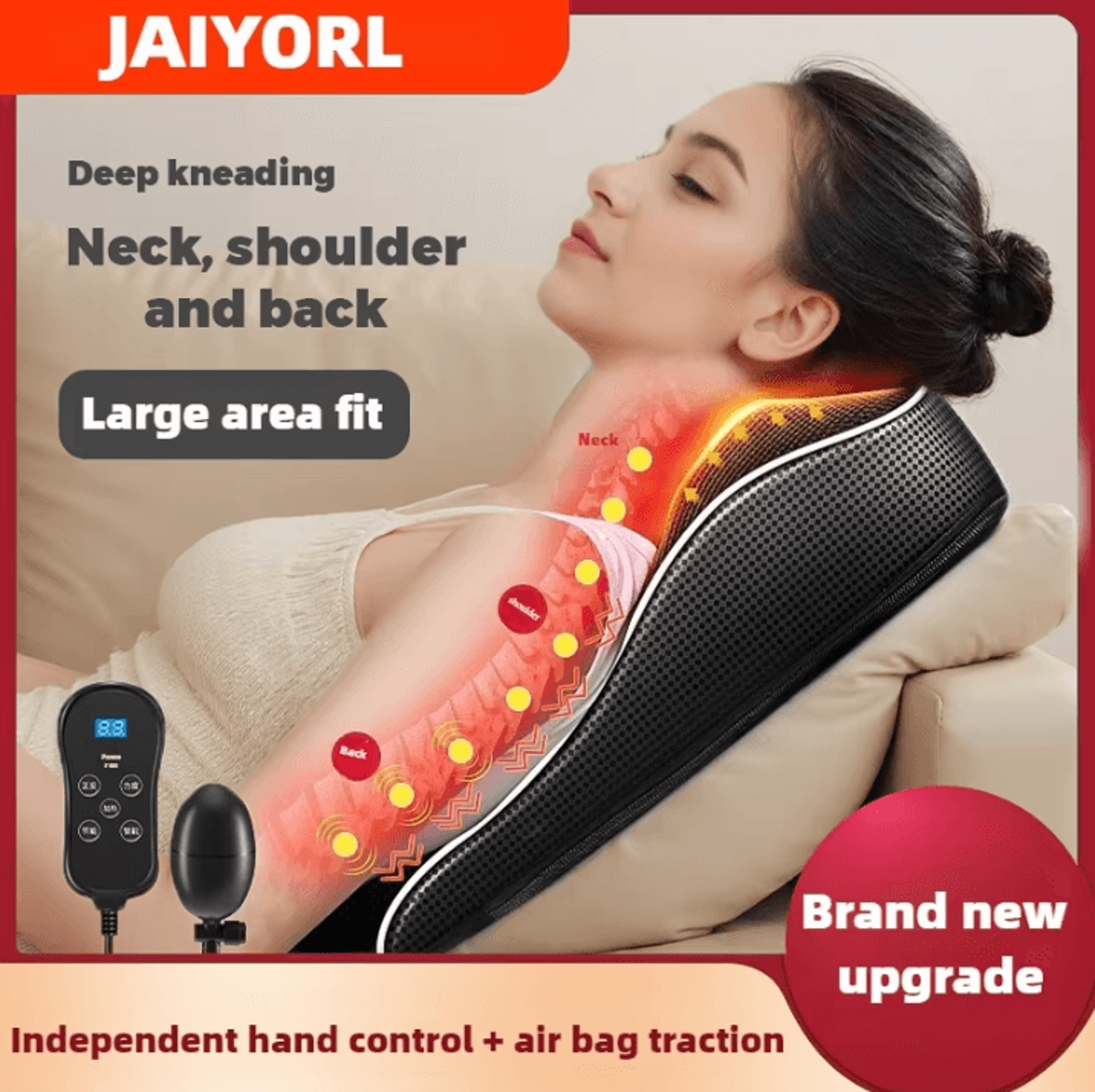 Electric Shiatsu Head Neck And Cervical Traction Body Massager  Heated Vibration Car And Home Back  0