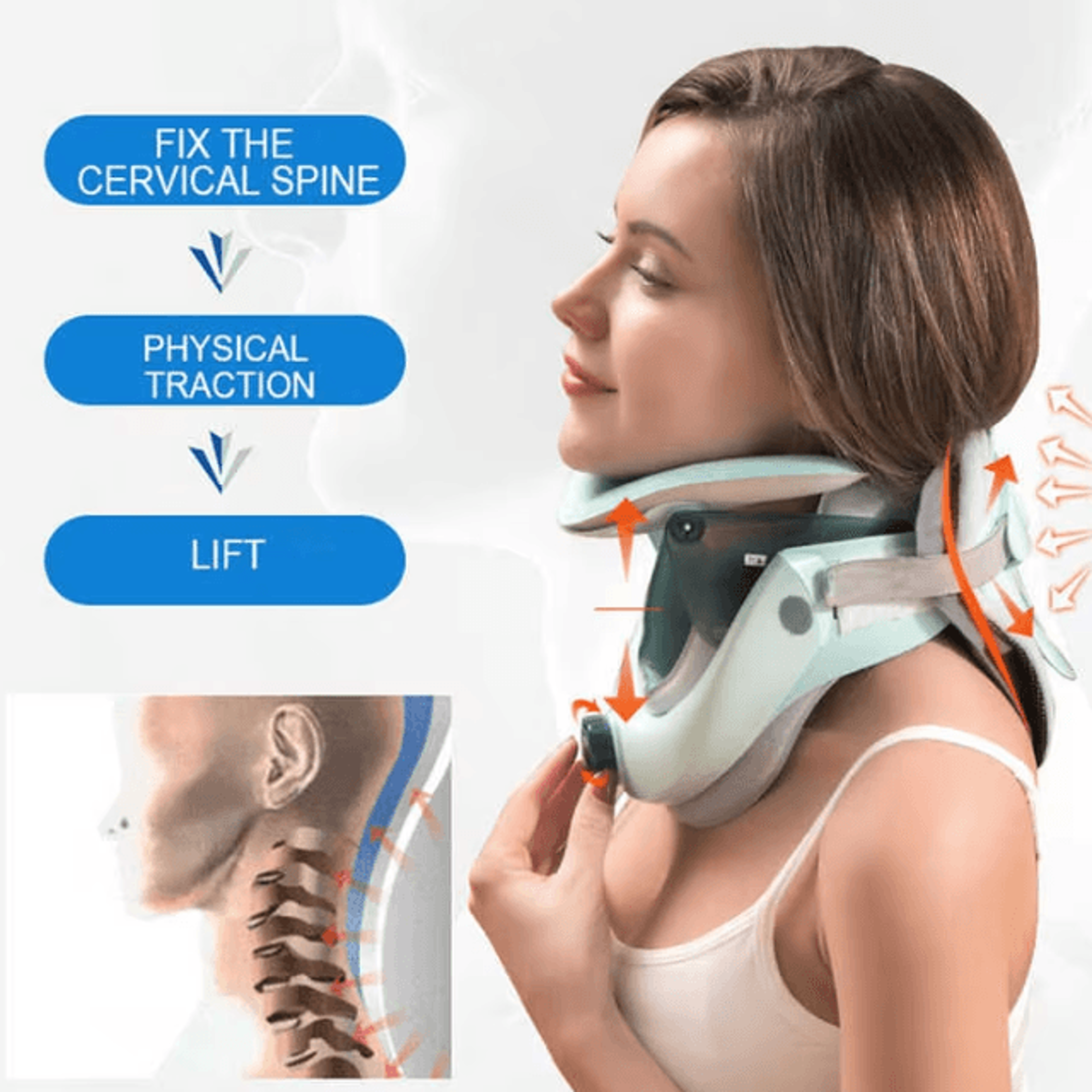 Air Sac Adjustable Neck Traction Device  Cervical Stretcher And Spine Alignment Collar 2