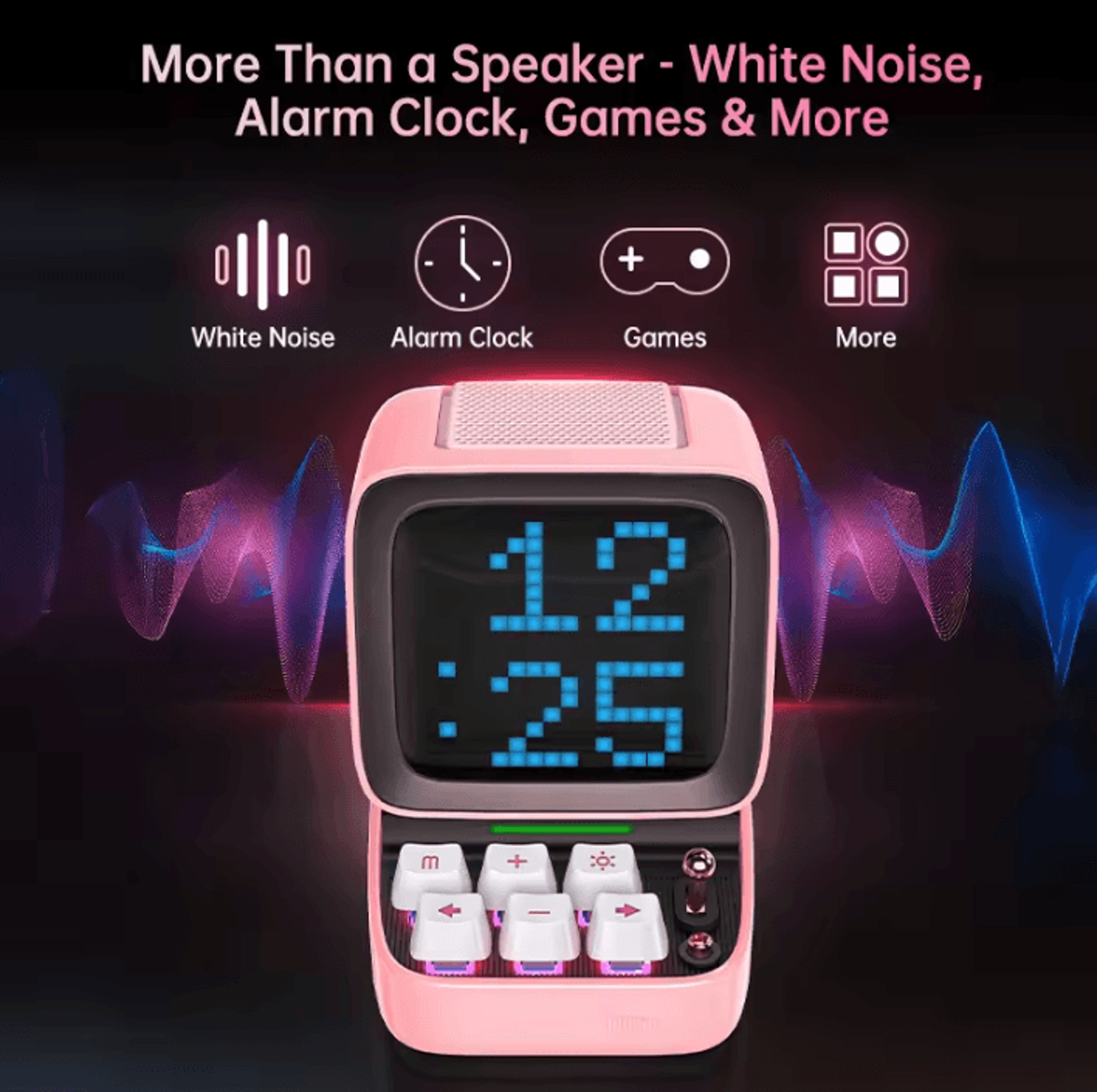 Retro Pixel Art Bluetooth Speaker  Portable LED Display Alarm Clock  Creative Sound Device 2