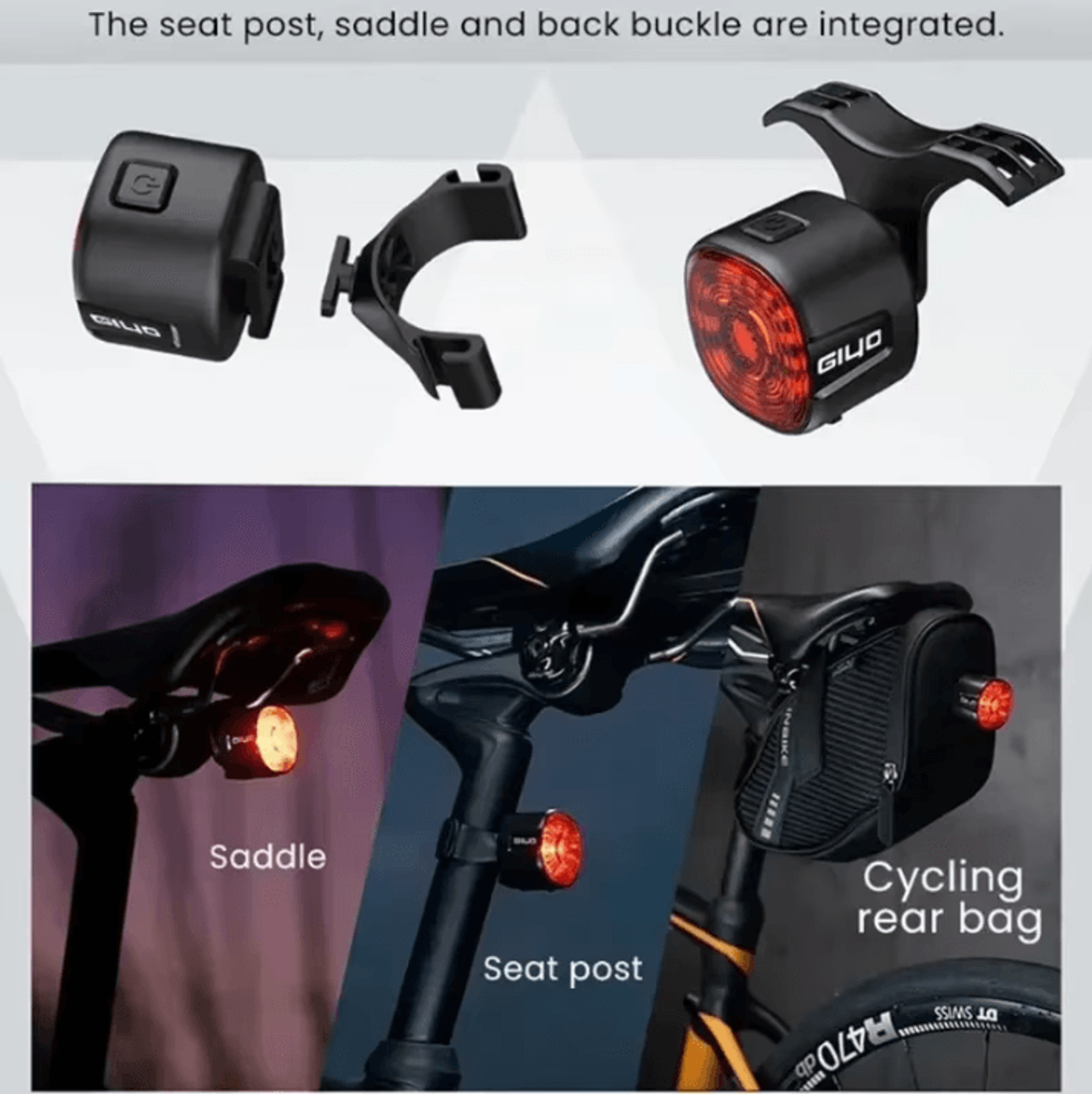 Smart Brake Bicycle Rear Light  LED Taillight With Auto Stop Signal And TypeC Charging 1