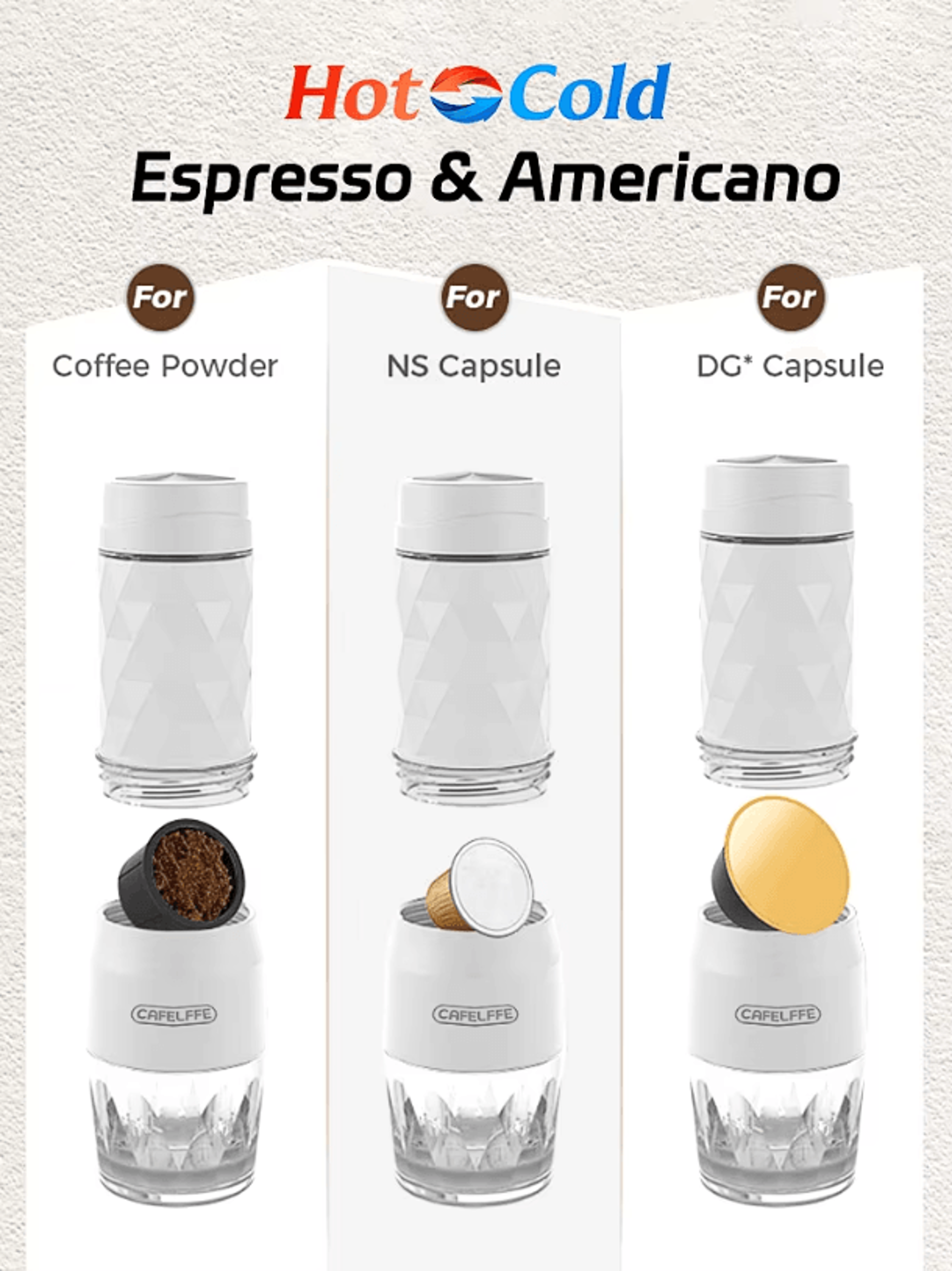 Cafelffe 3in1 Portable Coffee Machine  Manual Espresso Maker For Hot  Cold Brewing 1