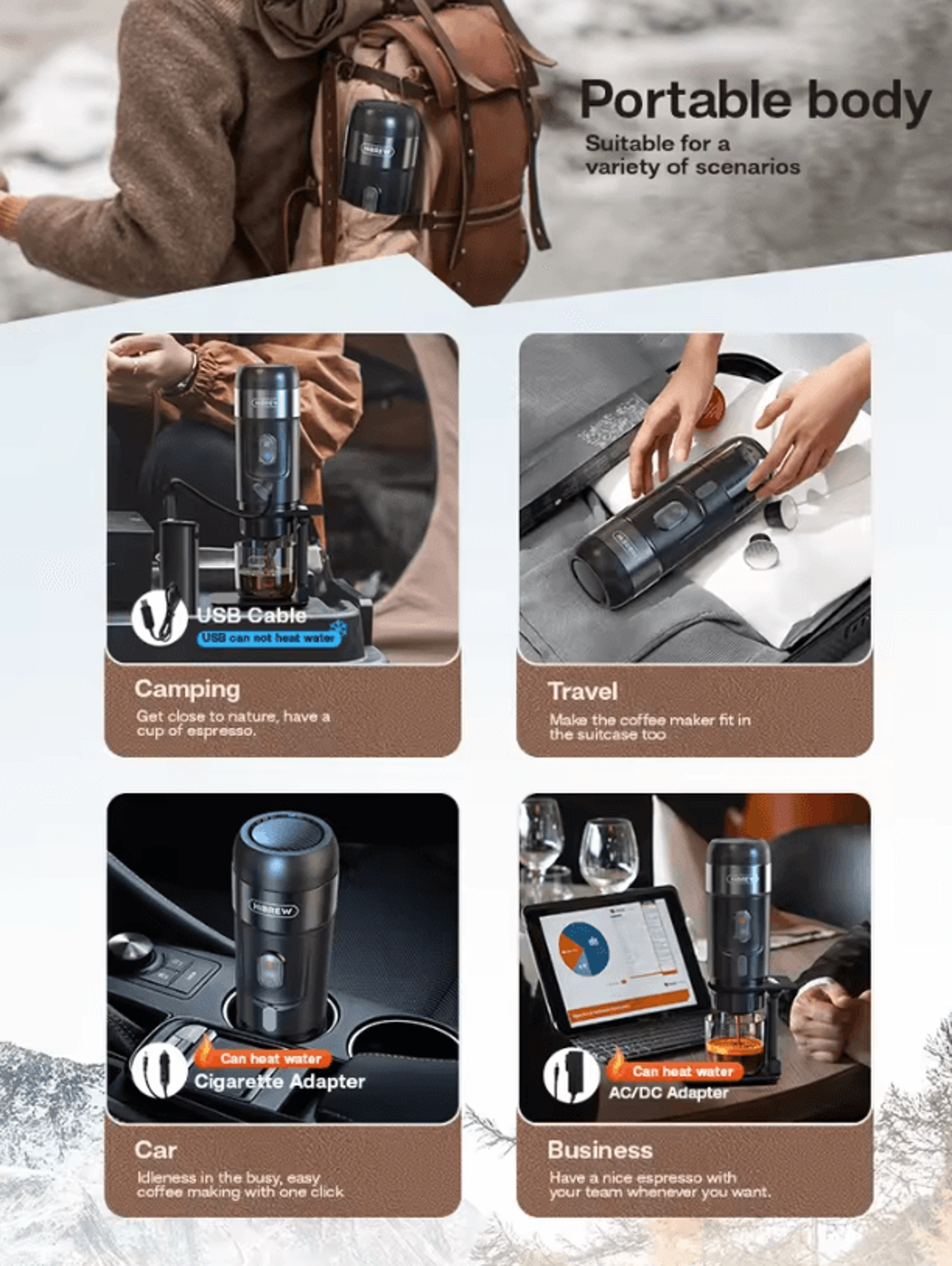 HiBREW Portable Coffee Machine For Car And Home  DC 12V Espresso Maker For Nespresso And Dolce Pods 2
