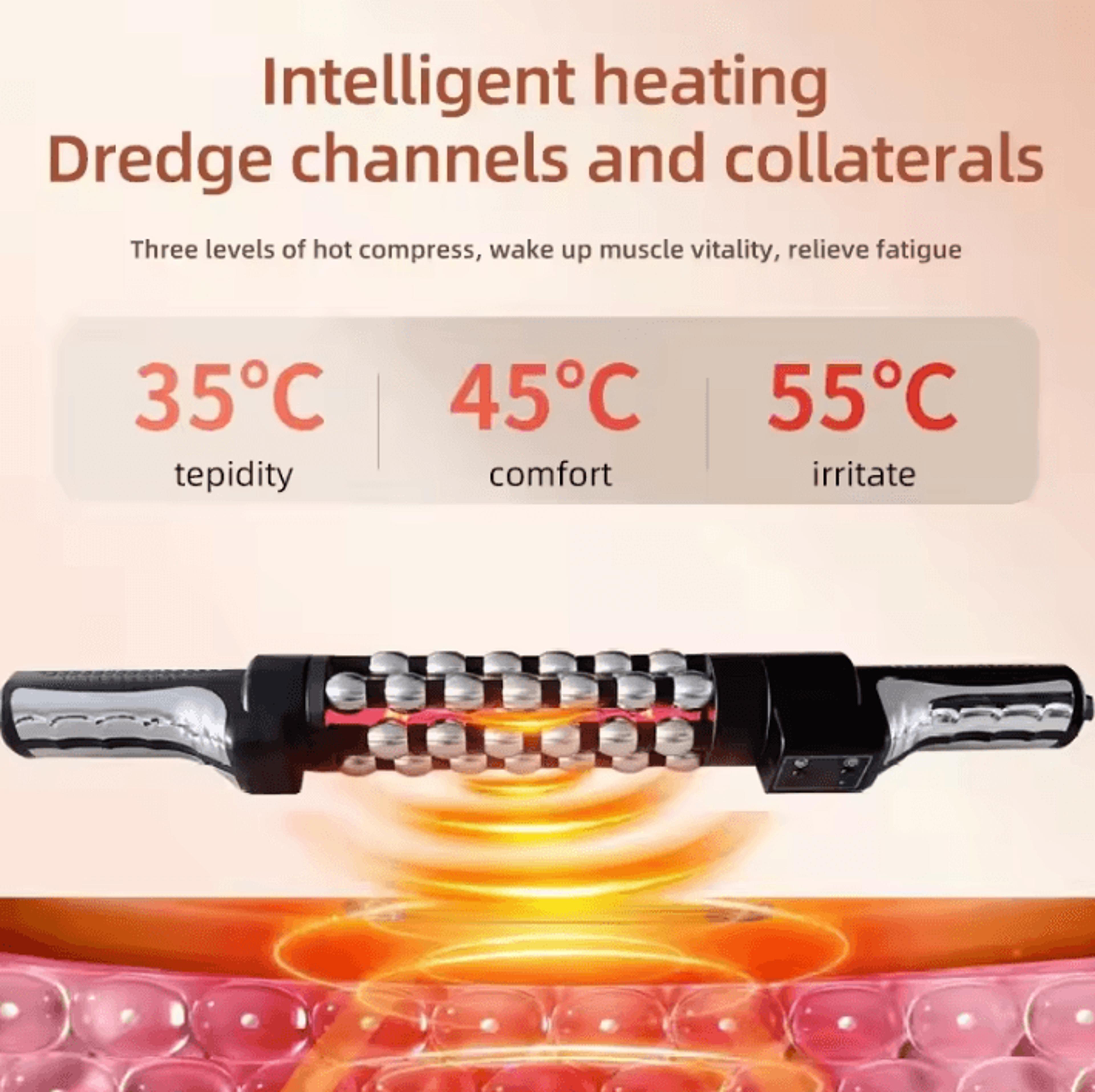 Heated Roll Massager Device  360 Degree Rotating Red Light Massage Roller For FullBody Comfort 3