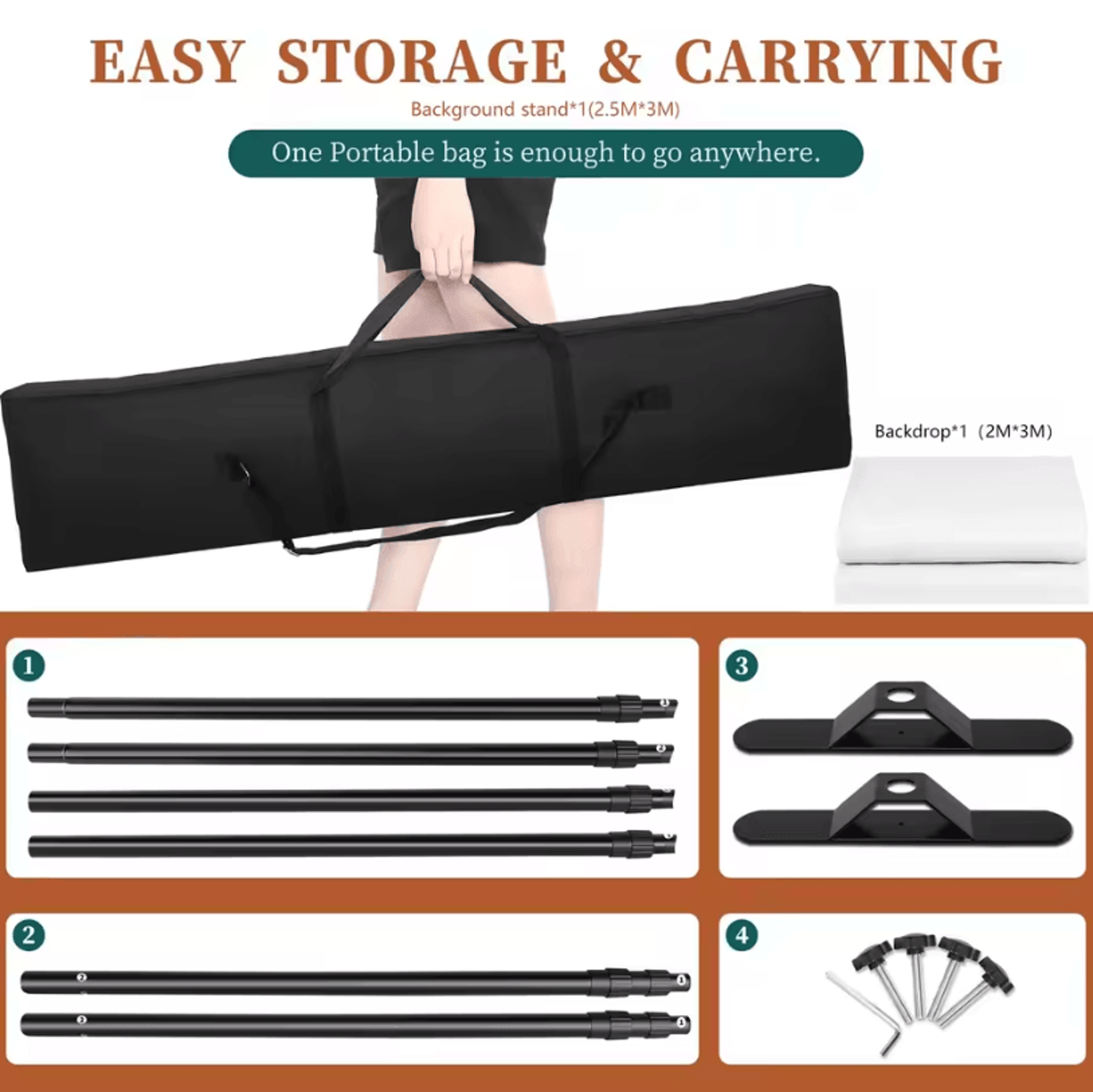 Double Crossbar Photography Backdrop Stand  Adjustable Background Support System For Studio Video A 14