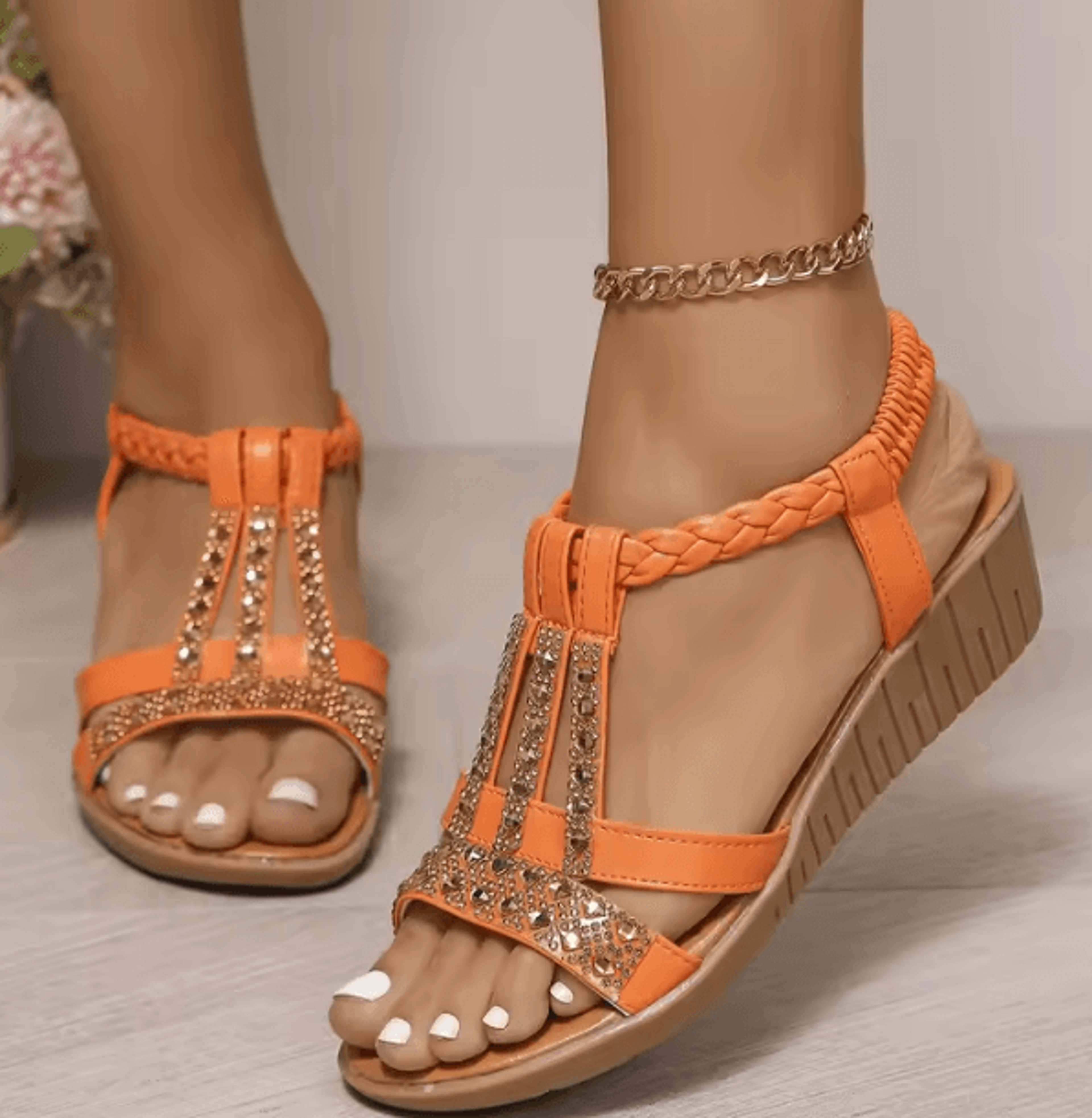 Womens Wedge Sandals Summer  Bohemia Rhinestones Casual Platform Beach Shoes Sizes 3443 12