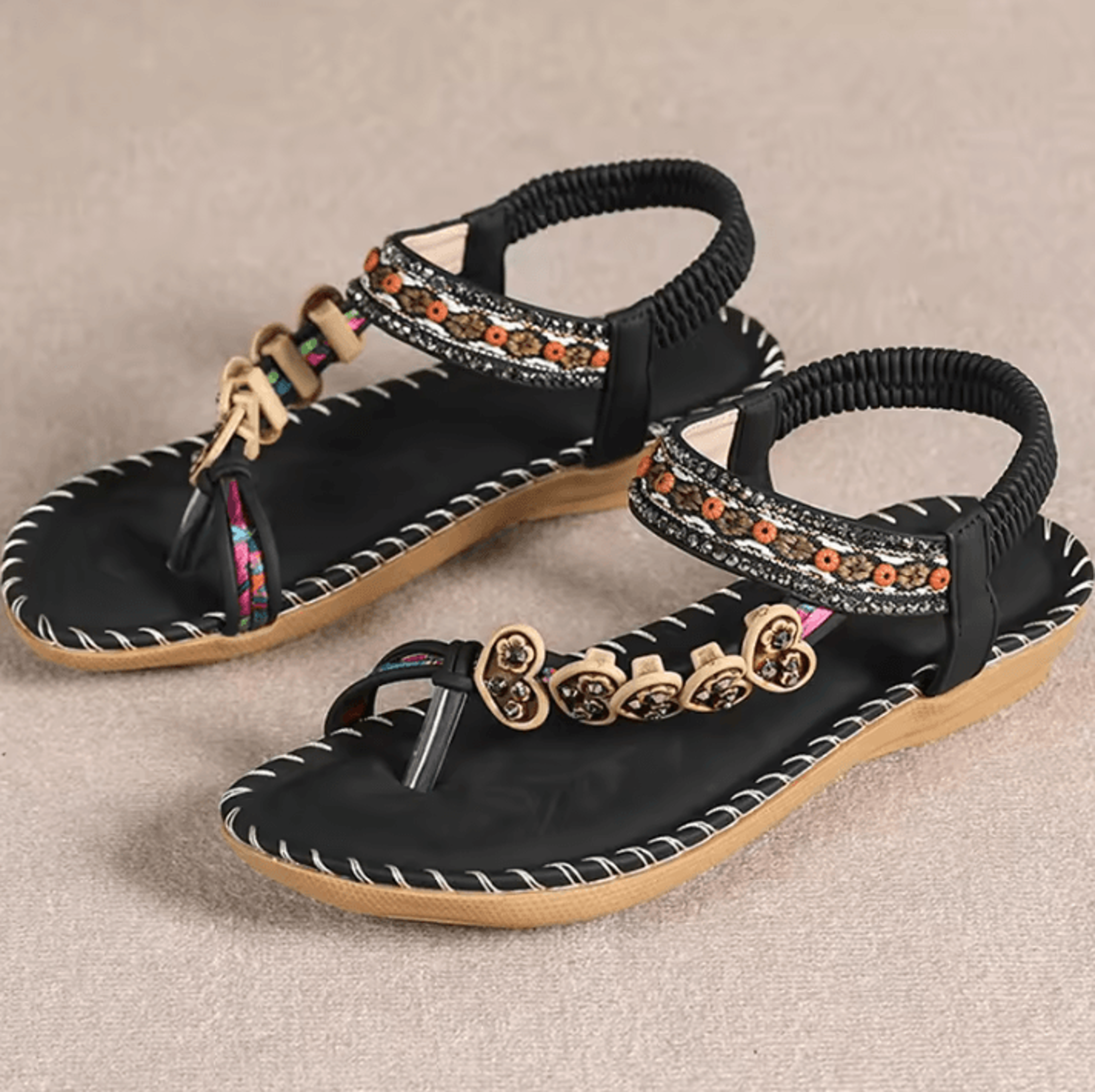 Bohemian Sandals For Women Summer 2025  Low Heel Beach Flip Flops Casual Shoes 8