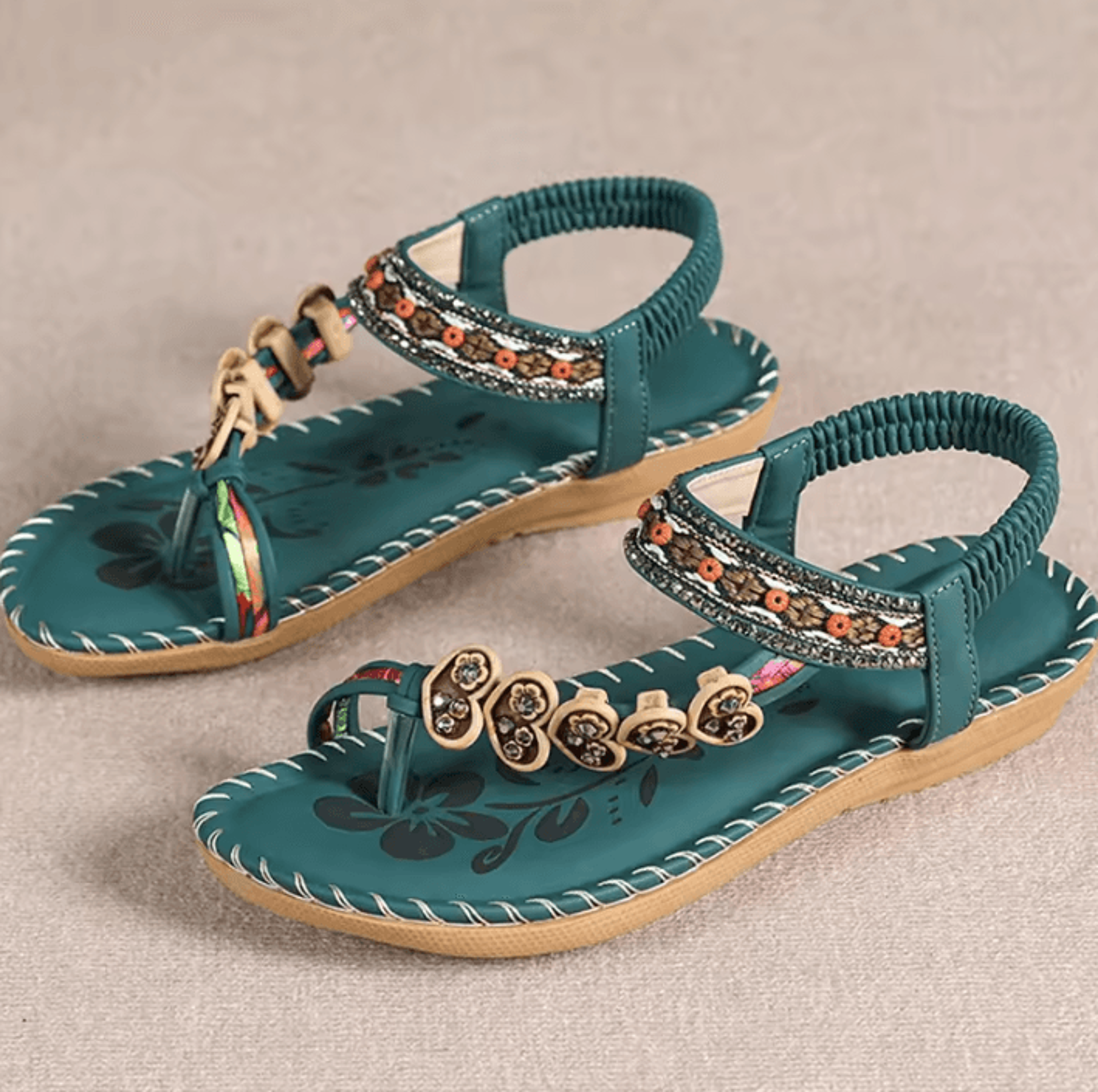 Bohemian Sandals For Women Summer 2025  Low Heel Beach Flip Flops Casual Shoes 14