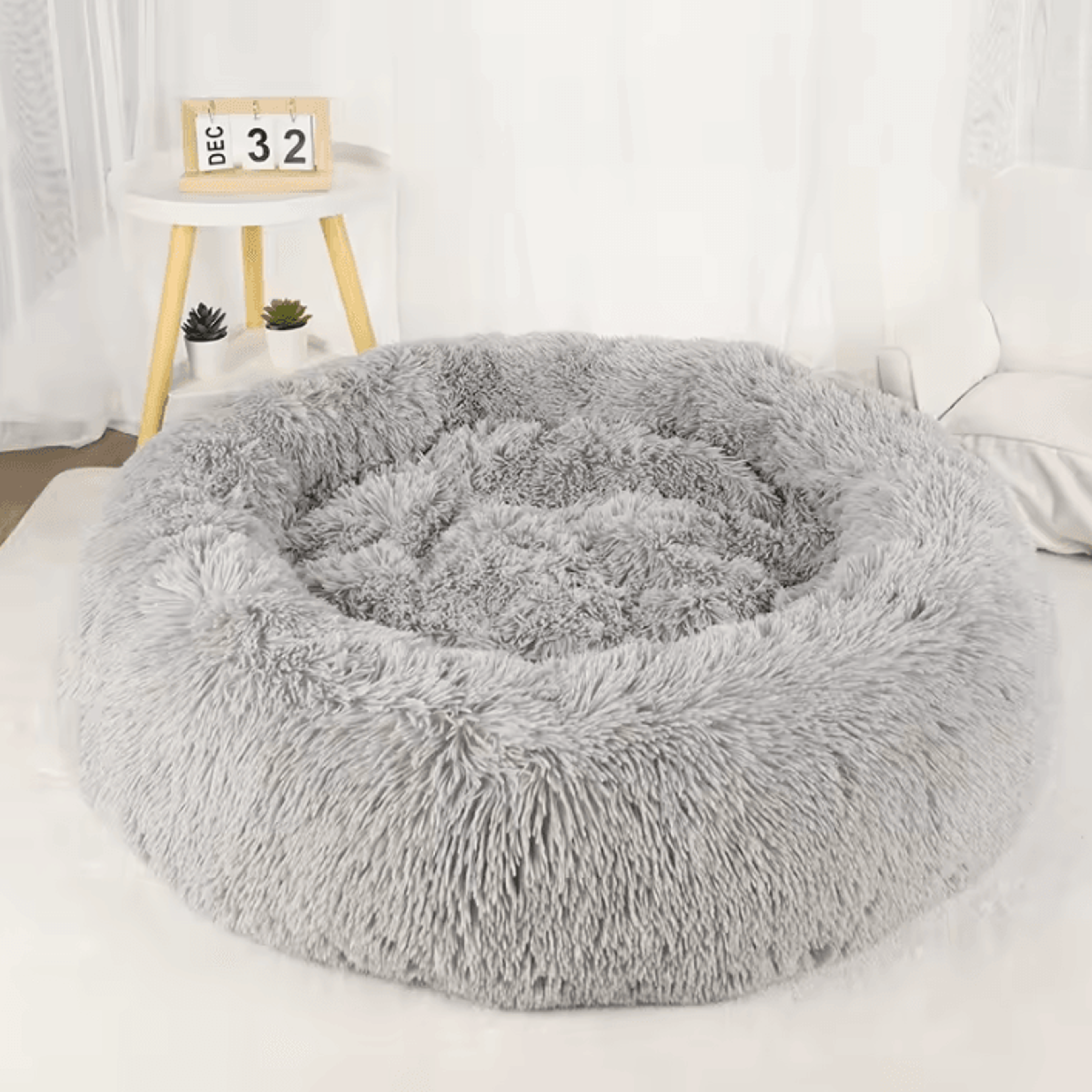 Large Dog Donut Bed  Plush Round Basket Bed For Dogs And Small Pets 7