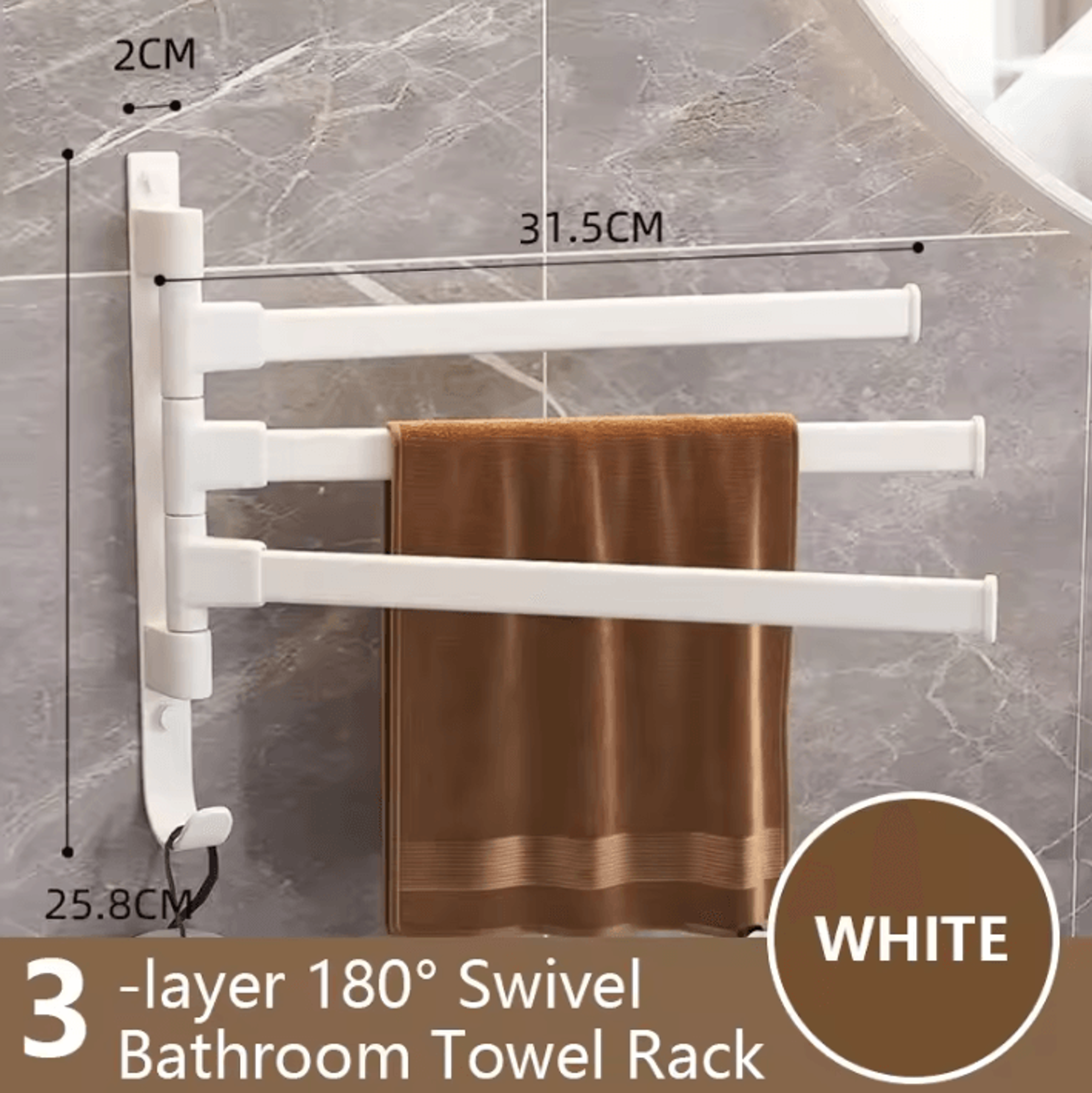 Rotatable Towel Rack  Wall Mounted Space Aluminum Towel Holder 1 To 5 Bar Options 17