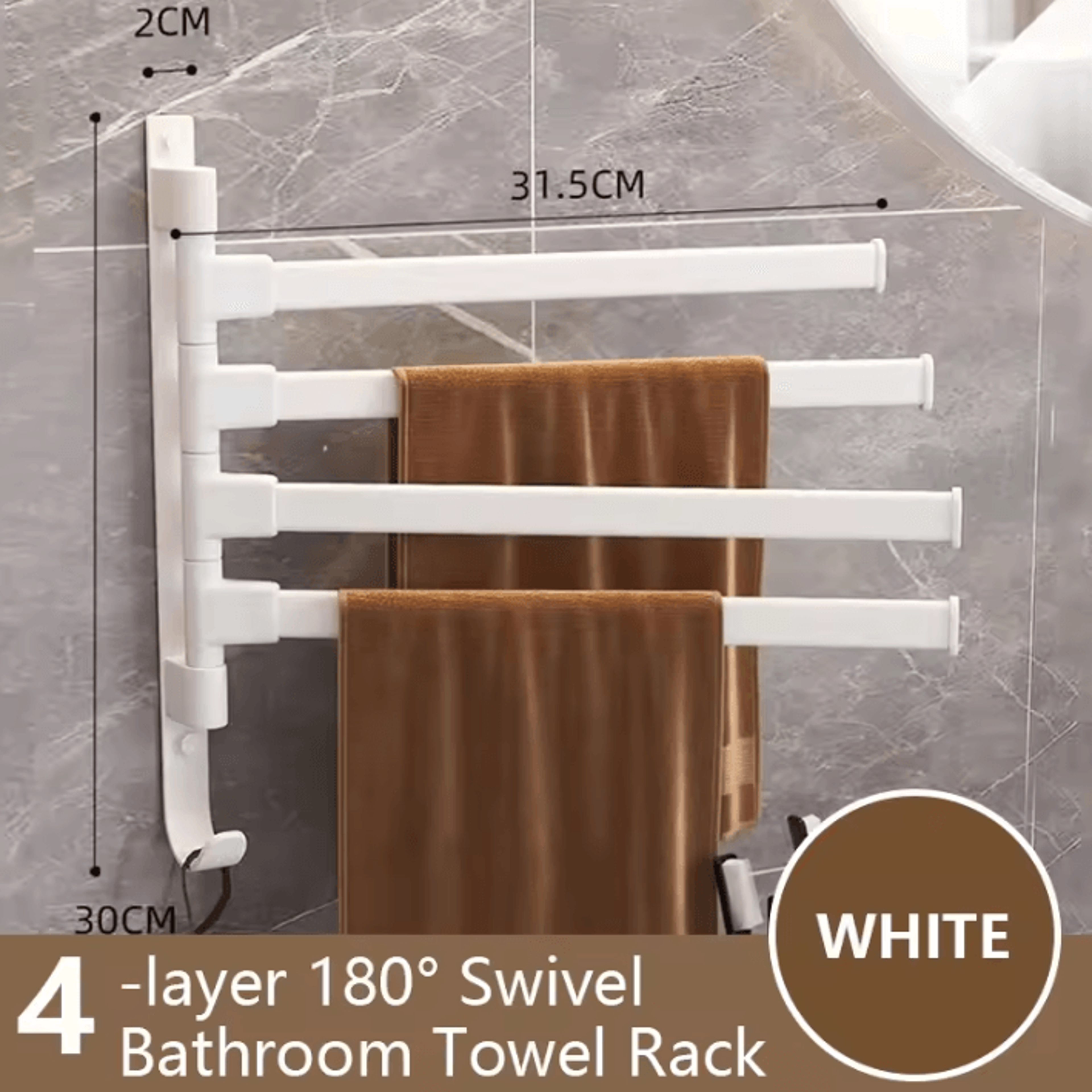 Rotatable Towel Rack  Wall Mounted Space Aluminum Towel Holder 1 To 5 Bar Options 18